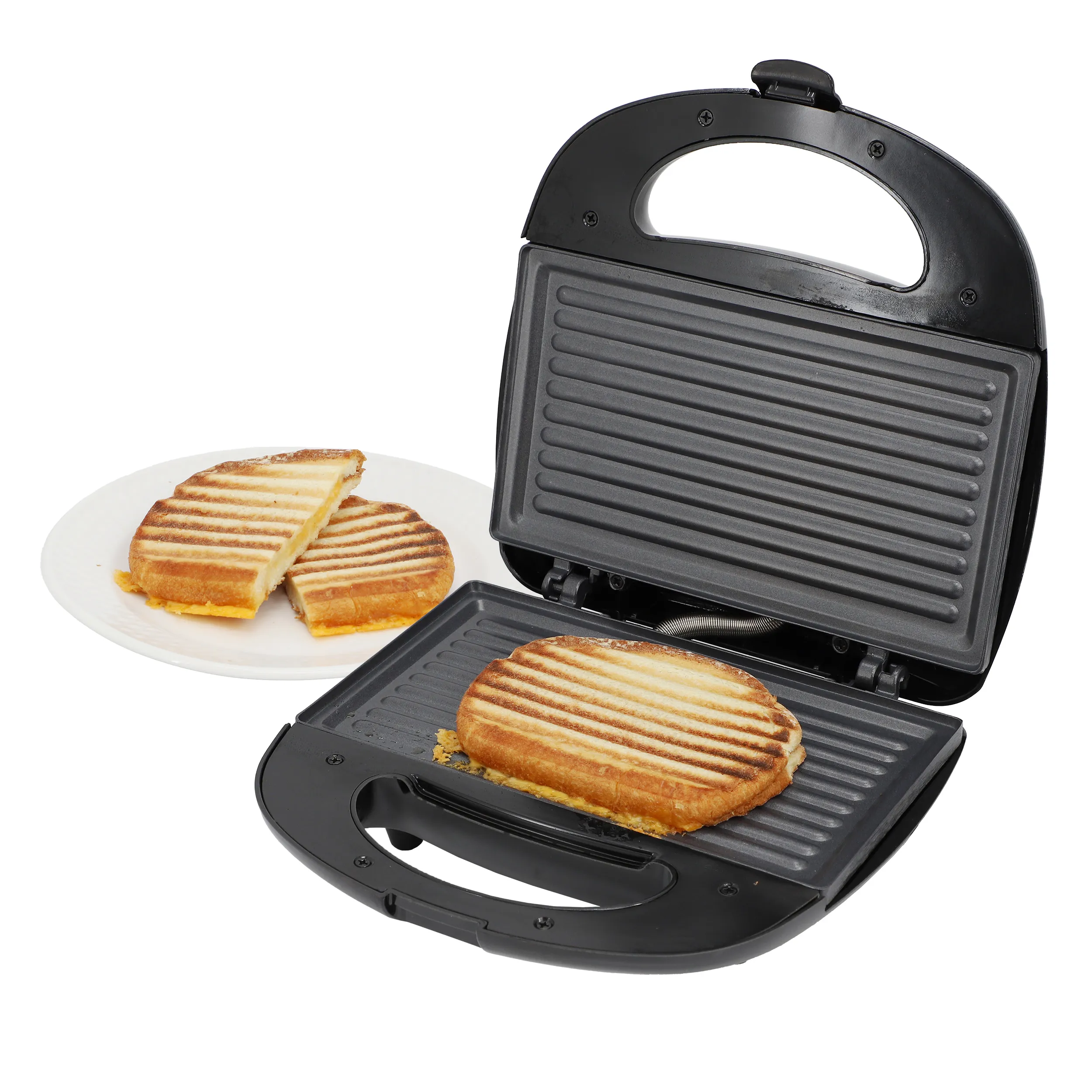 MegaChef MC-SLS1008 — MegaChef Electric Compact Aluminum Nonstick Sandwich Maker in Black