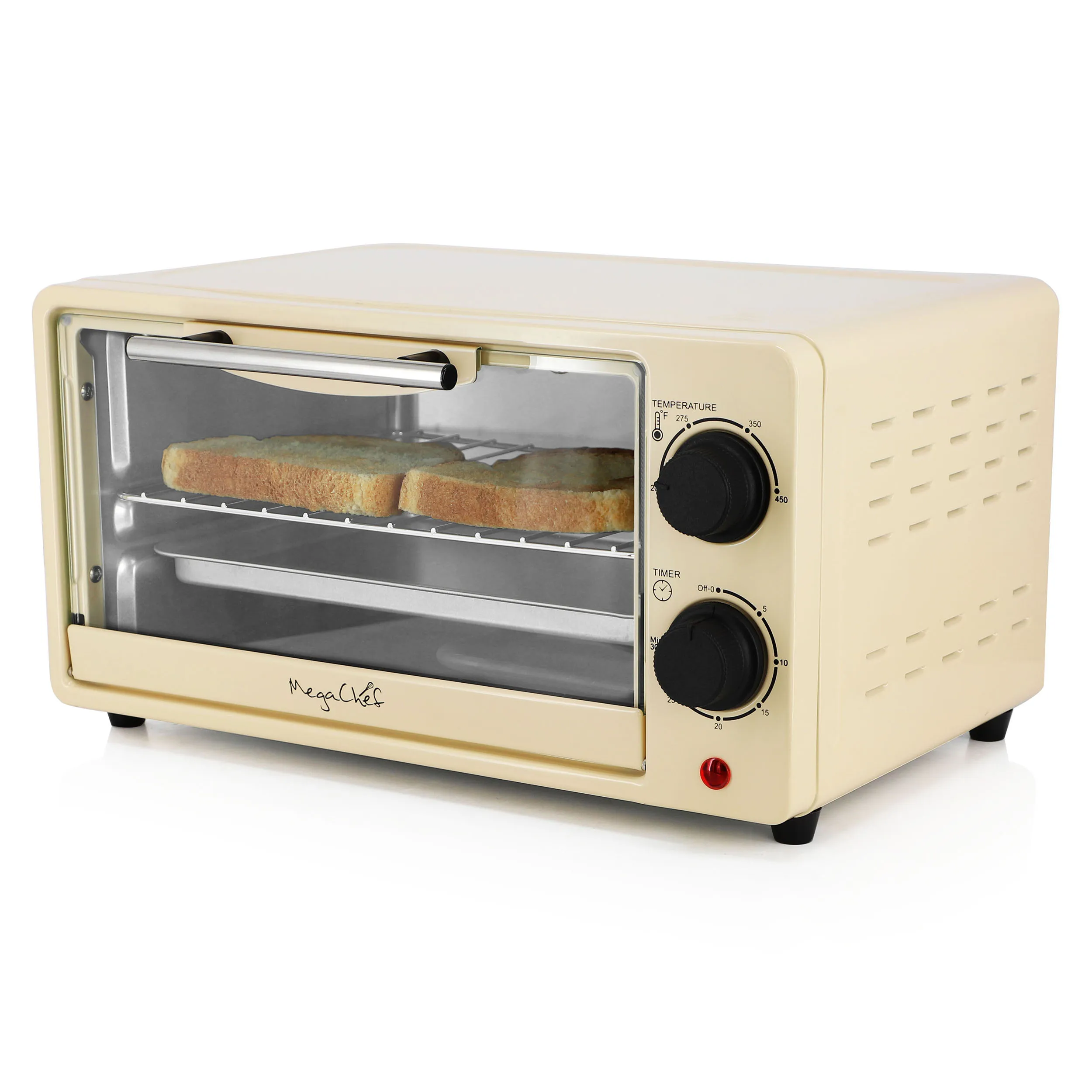 MegaChef MCOV-1200CR — MegaChef 9.5 Quart Electric Counter Top Toaster Oven in Cream