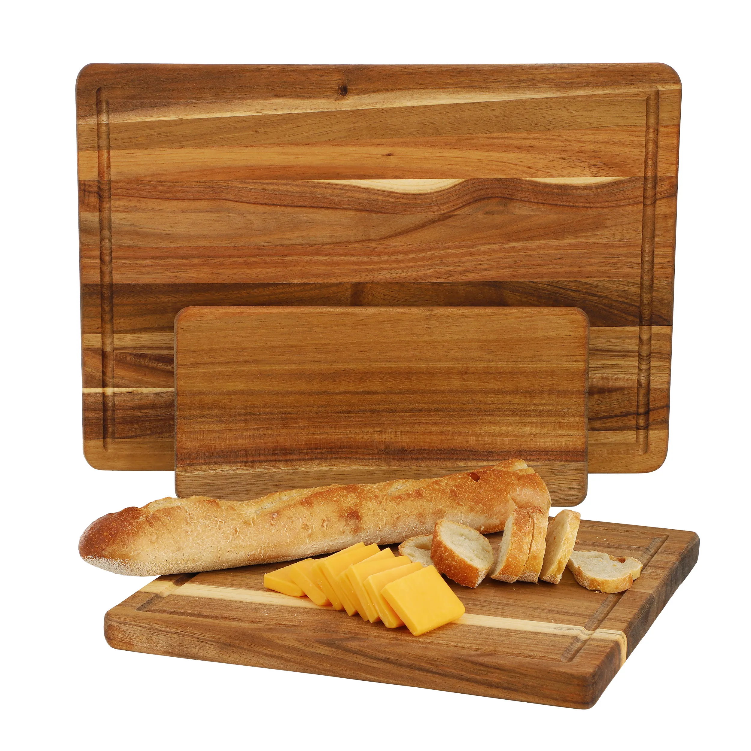 MegaChef MC-A143 — MegaChef 3 Piece Acacia Wood Cutting, Prep and Serving Boards