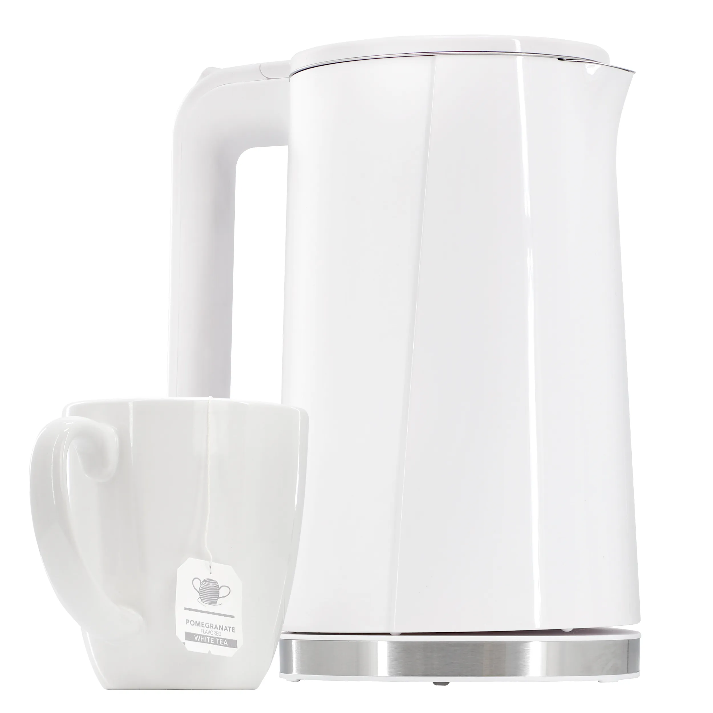 MegaChef MG-LT8718W — MegaChef 1.8 Quart Stainless Steel Electric Tea Kettle in White