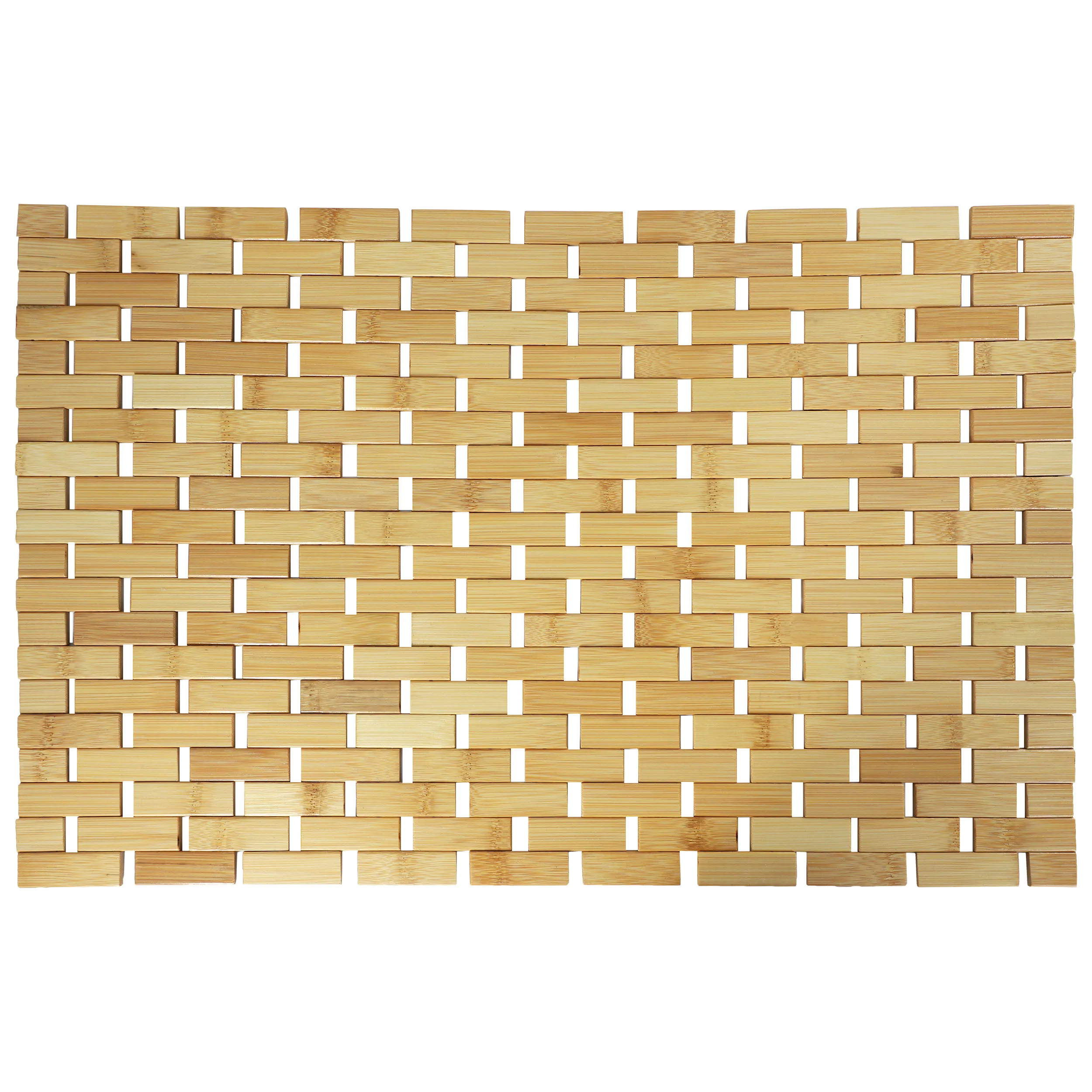MegaChef MC-B101 — MegaChef Bamboo Wood 16.25 x 24.5 Inch Rectangle Bathroom Mat
