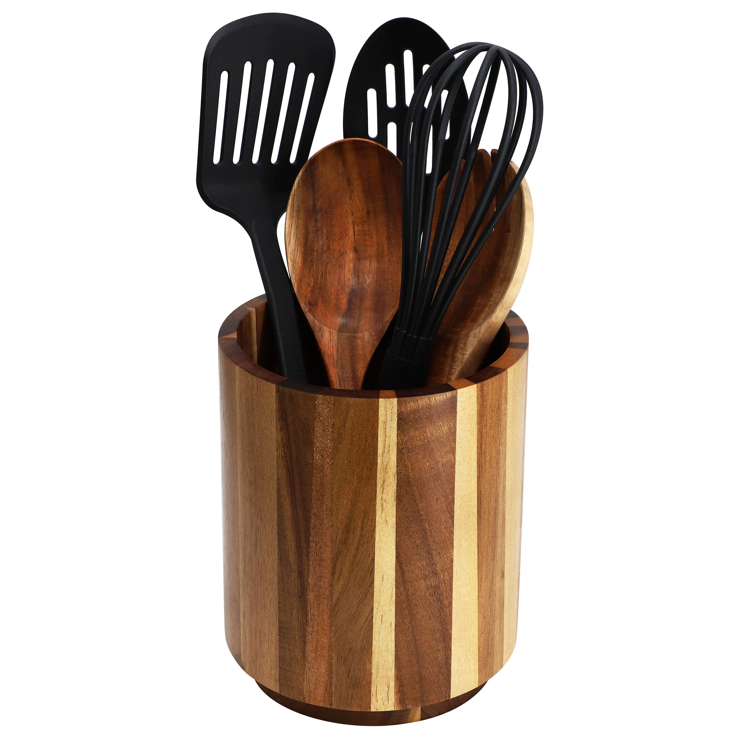MegaChef MC-A125 — Acacia Wood 360-Degree Rotating Utensil Holder