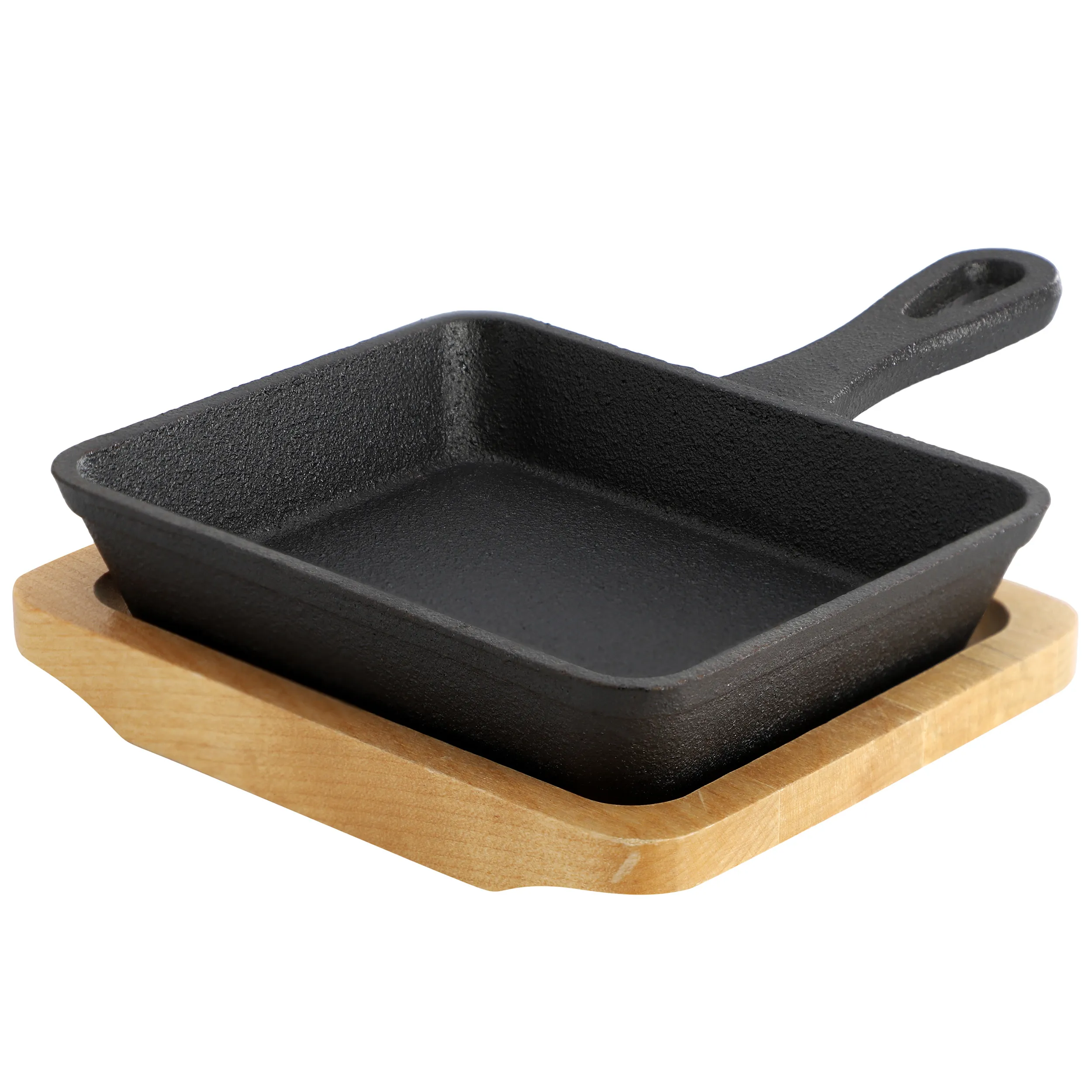 MegaChef MCCI-005 — MegaChef Mini Cast Iron Square Pan with Wood Tray