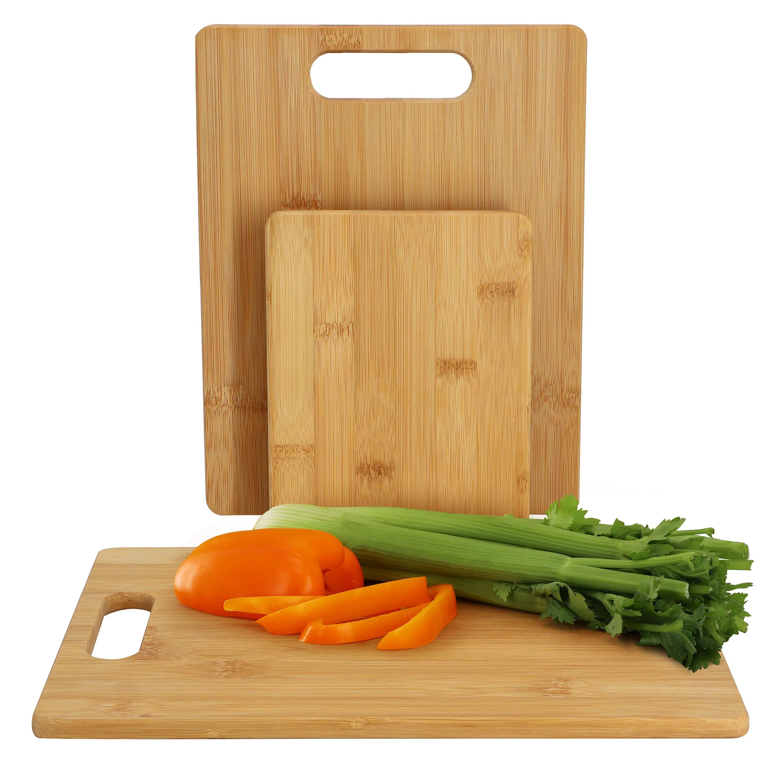 MegaChef MC-B127 — MegaChef 3 Piece 8 Inch, 11 Inch, and 13 Inch Bamboo Wood Cutting Board Set