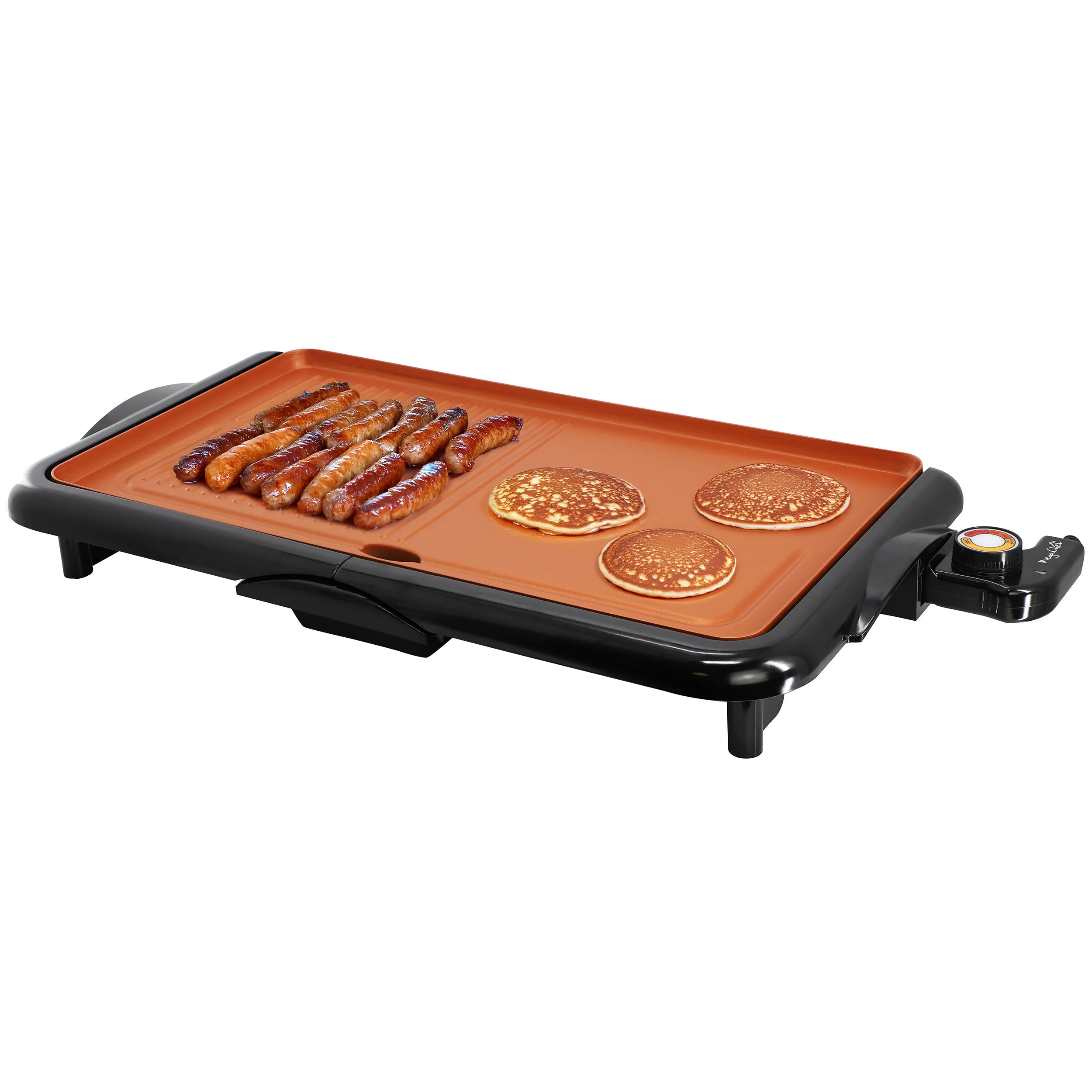 MegaChef MCG-4826YA — MegaChef 18.89 Inch Electric Grill and Griddle in Black with Copper Coating