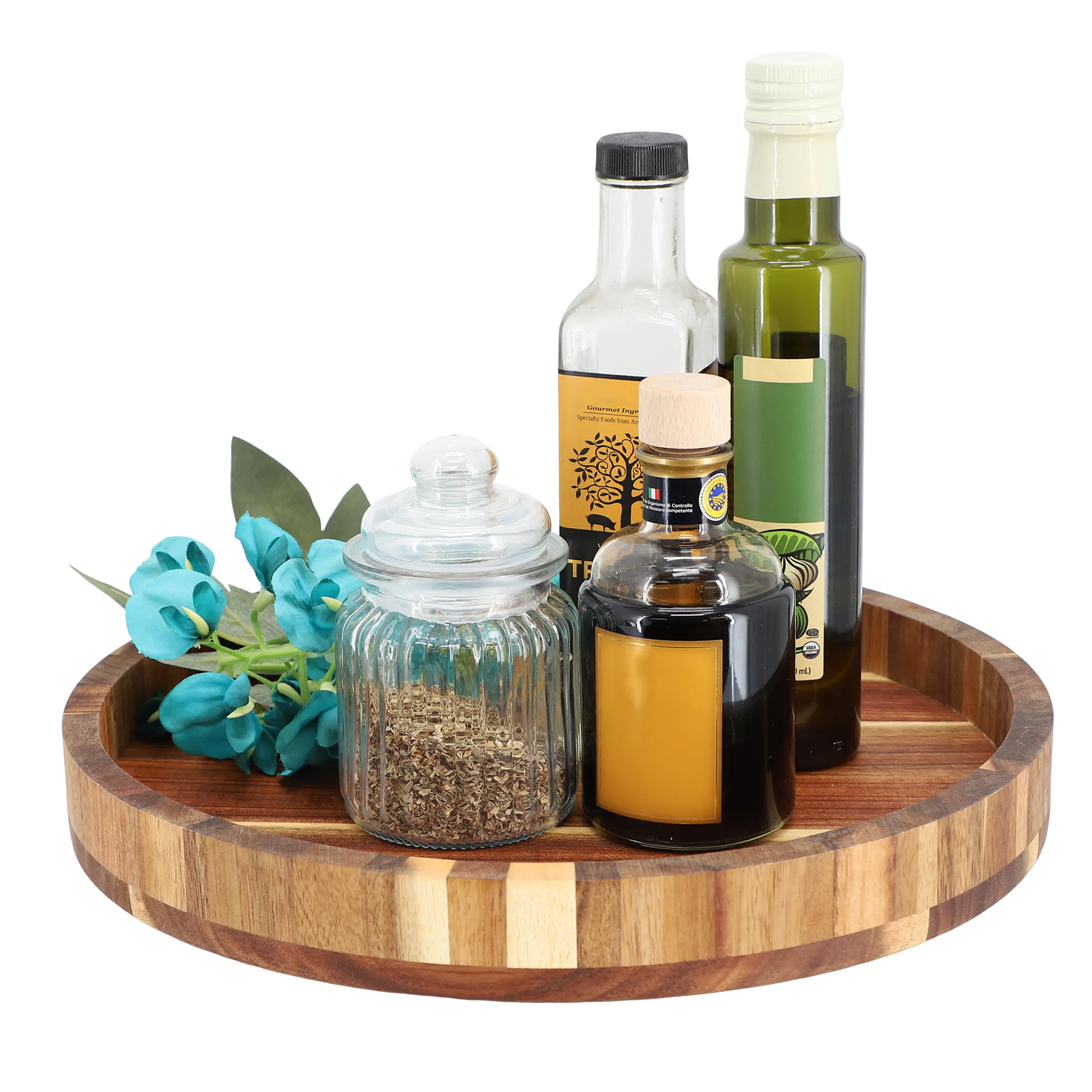 MegaChef MC-A109 — MegaChef 13 Inch Acacia Wood Lazy Susan Tray