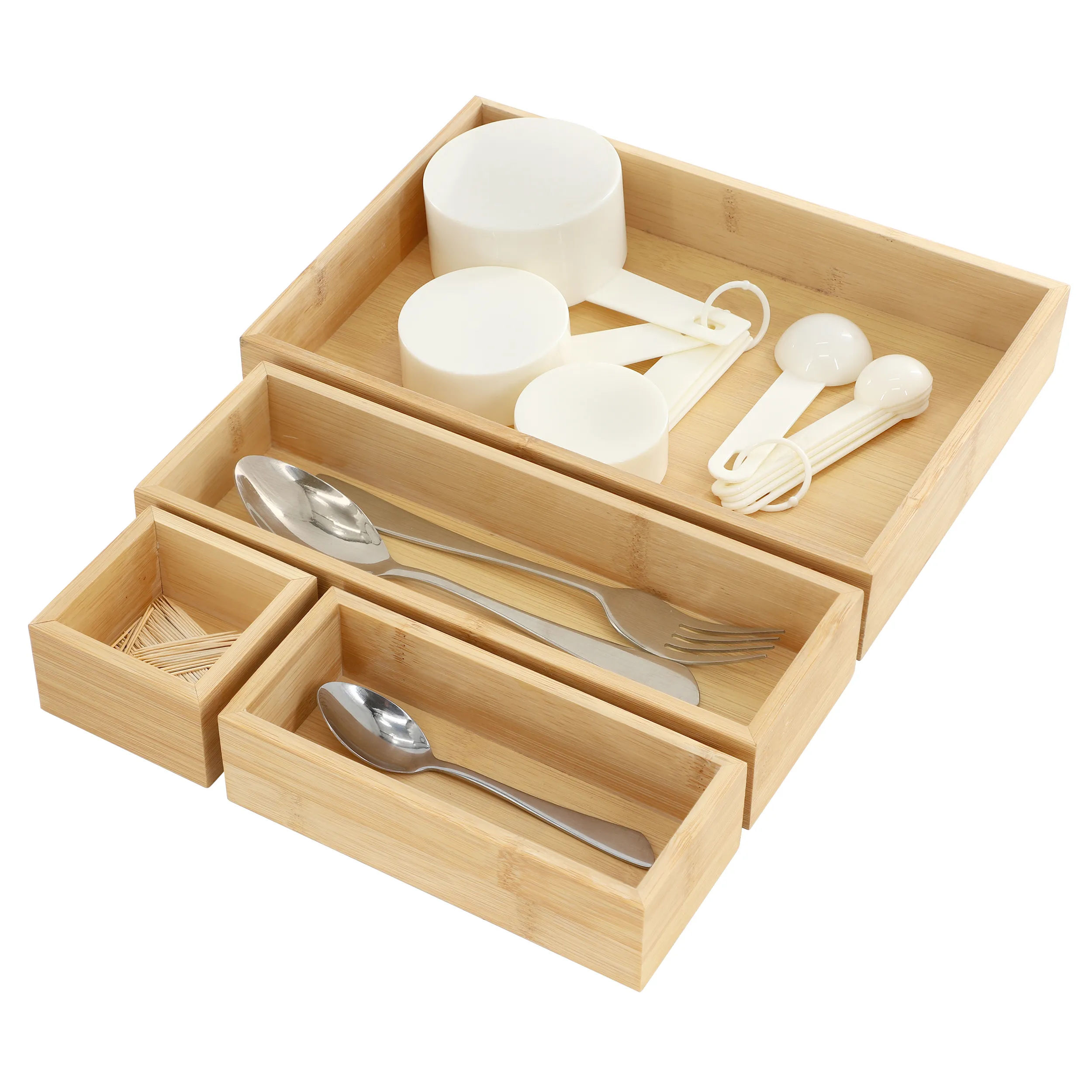 MegaChef MC-B109 — MegaChef 4 Piece Bamboo Storage and Organization Trays