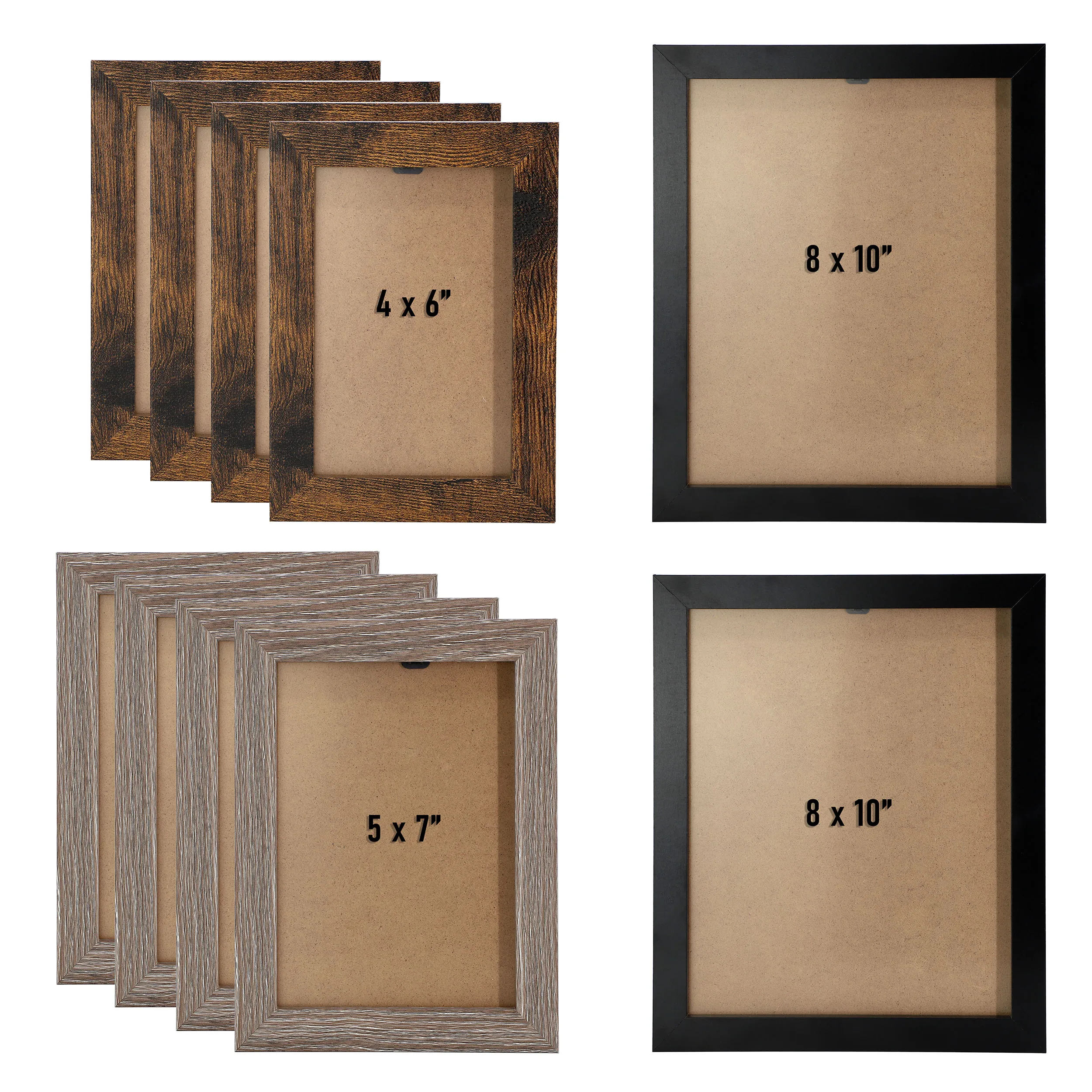 MegaChef MC-W101 — MegaChef 10 Piece Assorted Wood Picture Frame Set in Black and Brown