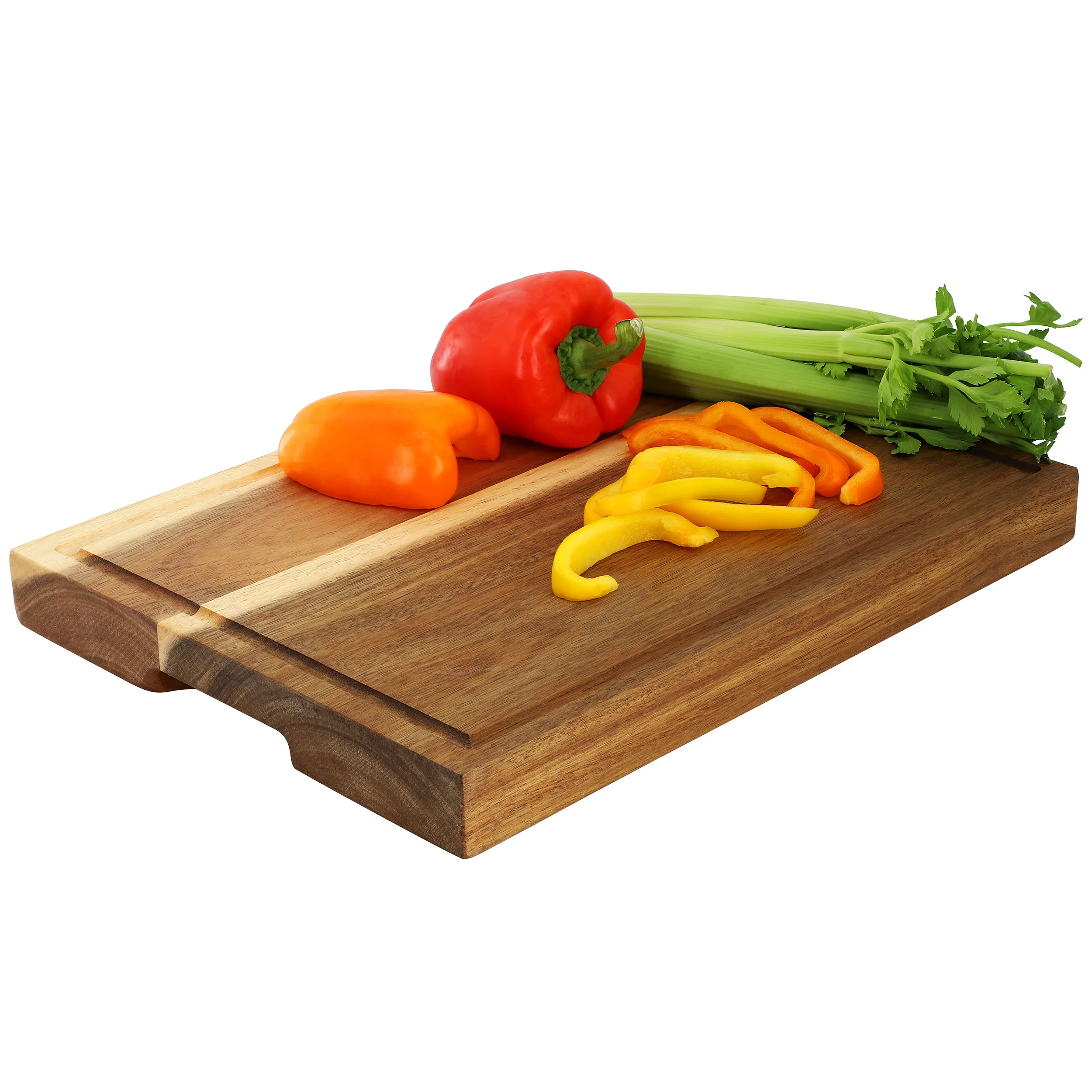MegaChef MC-A148 — MegaChef 15.5 x 12 Inch Acacia Wood 1.5 Inch Thick Carving and Cutting Serving Butcher Board with Juice Groove