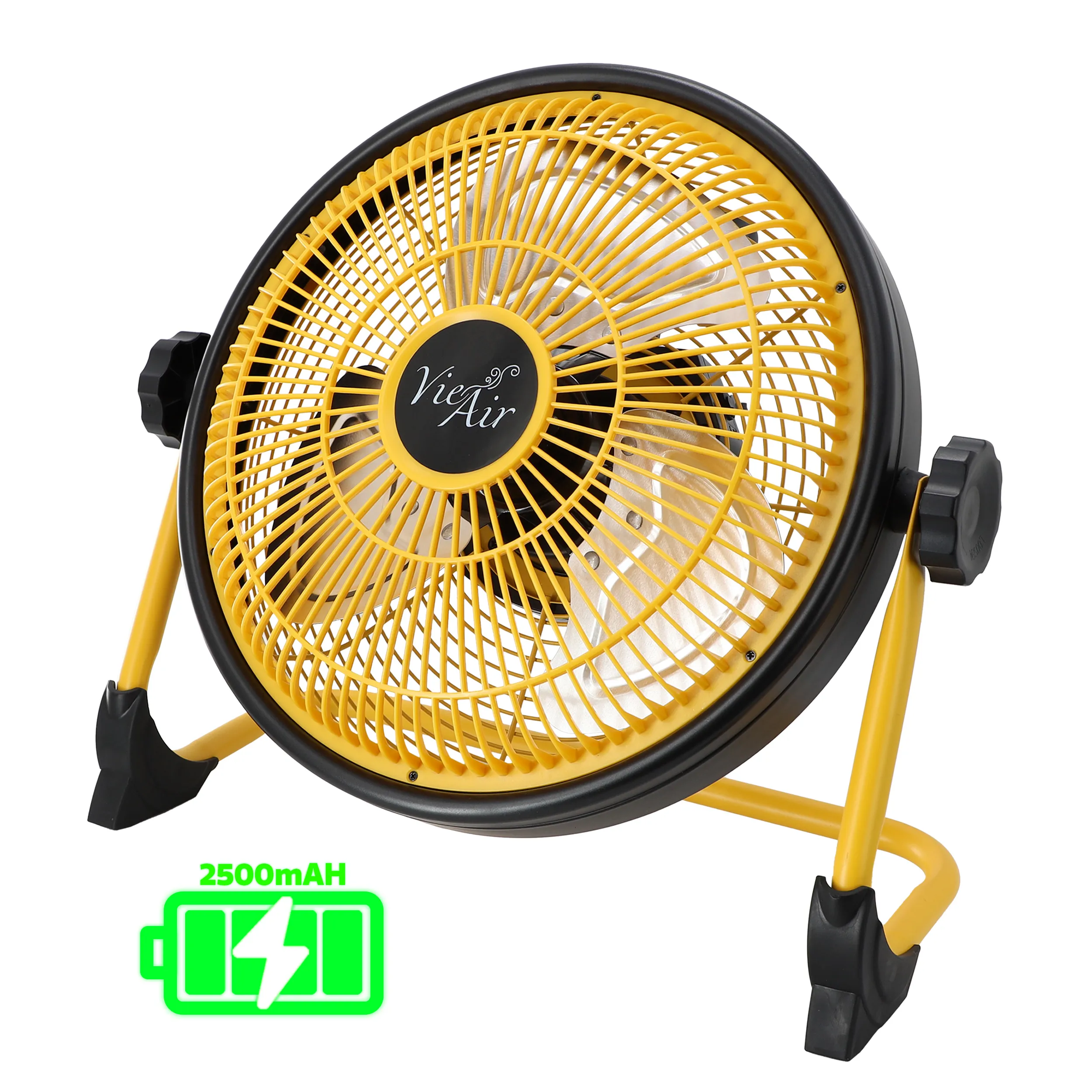 VIE AIR VA-12RMC — Vie Air 12" Rechargeable Floor Fan - Yellow, IPX4 Rated