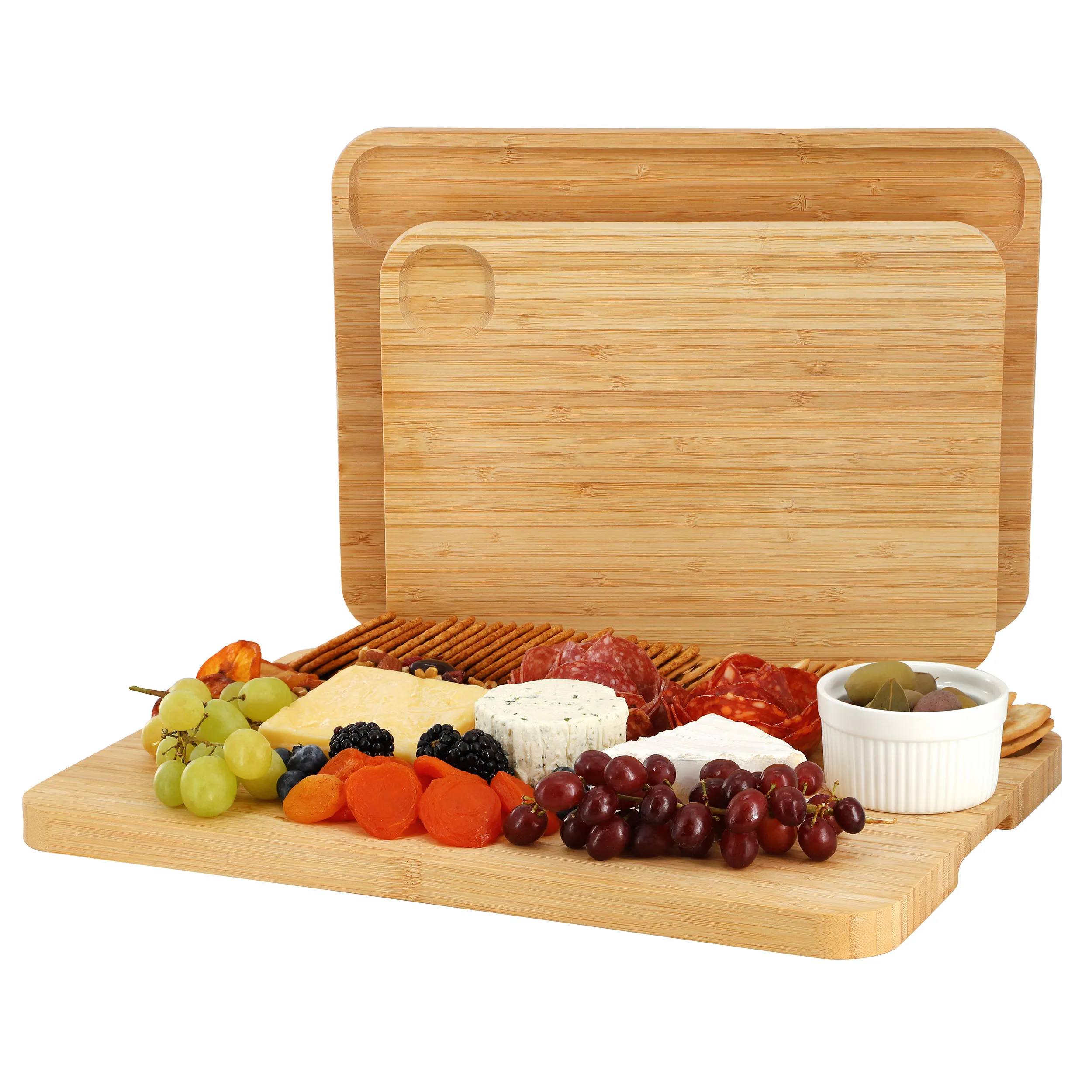 MegaChef MC-B122 — MegaChef 3 Piece Bamboo Cutting, Prep and Serving Boards