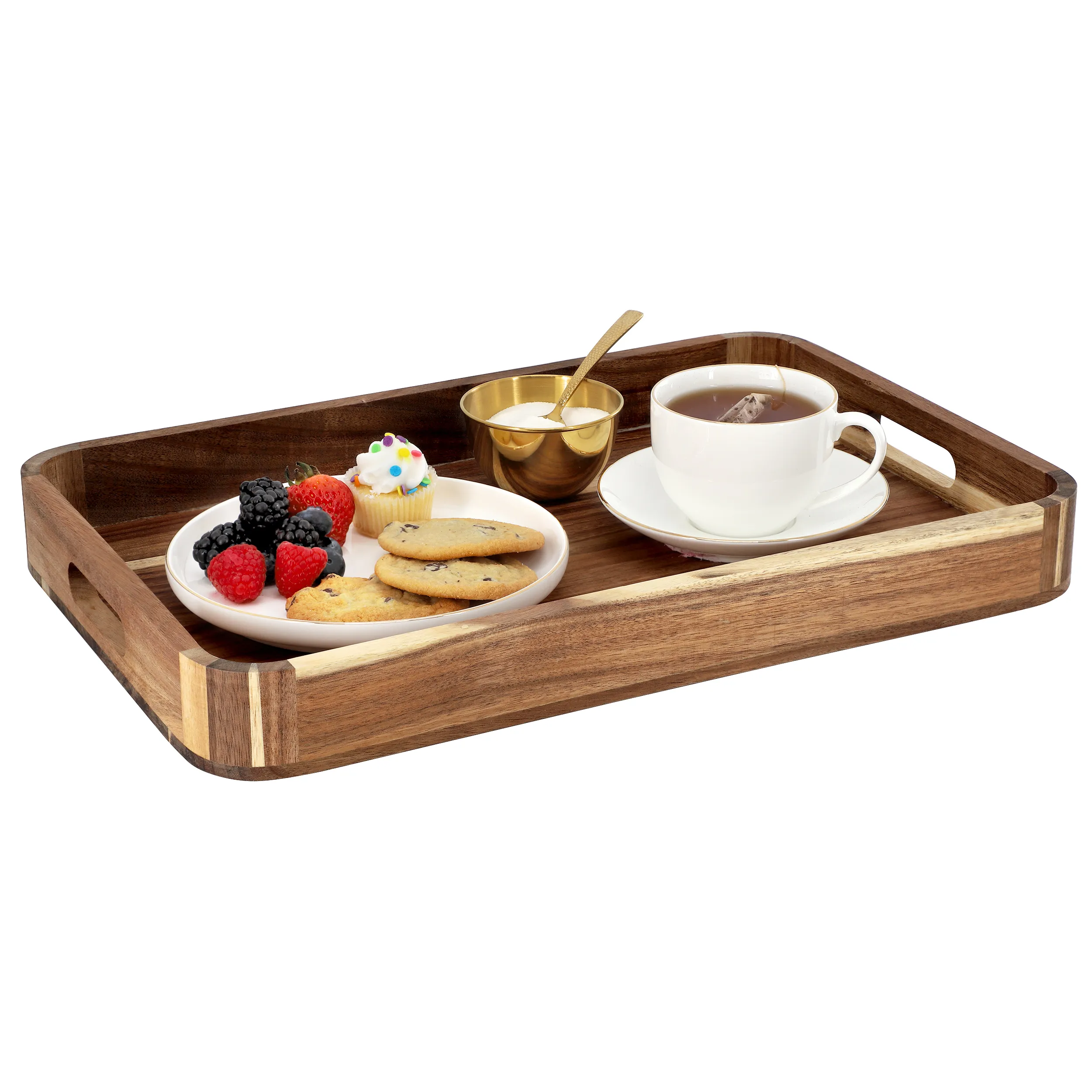 MegaChef MC-A120 — MegaChef Acacia Wood 17.75 x 12 Inch Rectangle Serving Tray