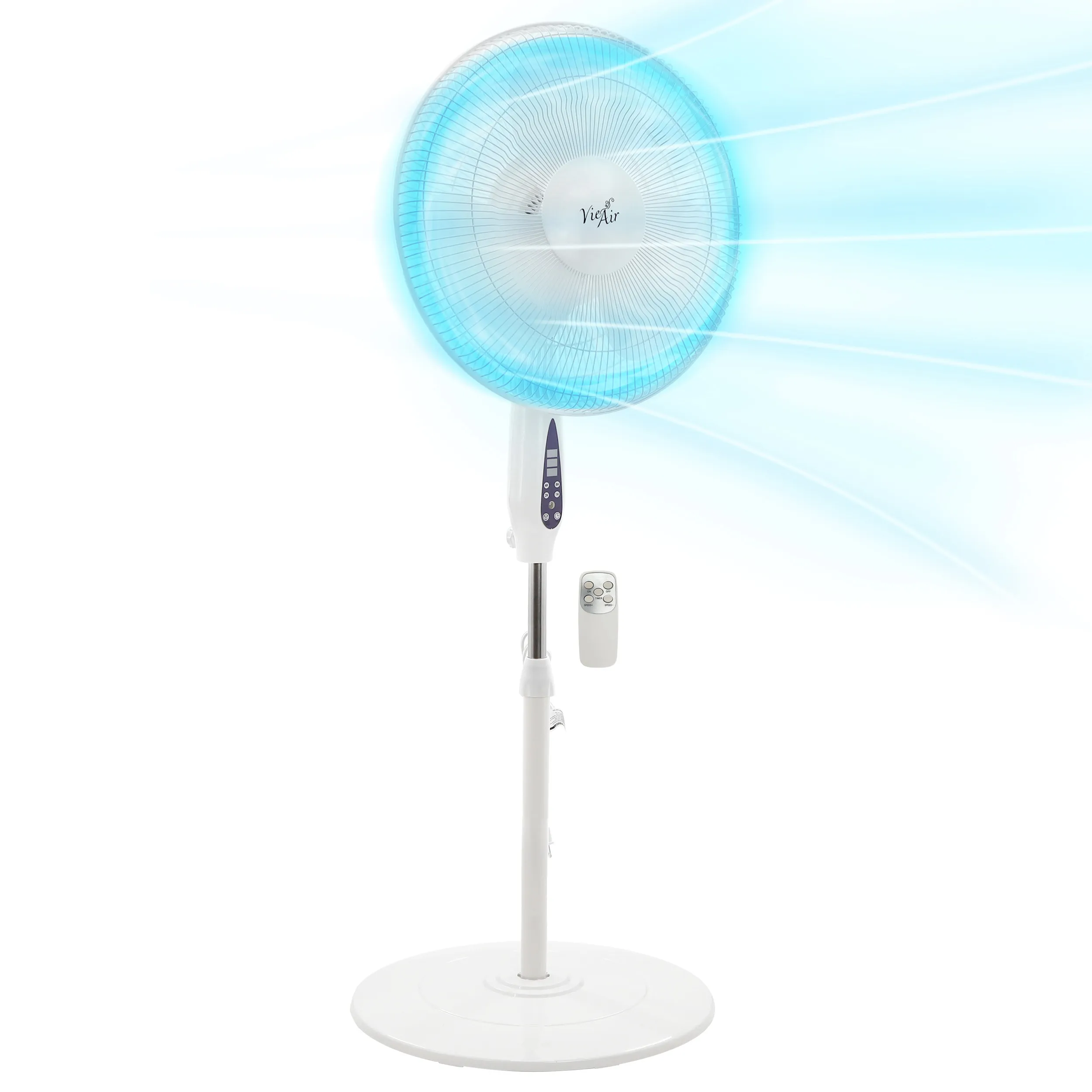 VIE AIR VA-16STF-WT — Vie Air 16 Inch 3 Speed Oscillating Stand Fan with Remote Control in White