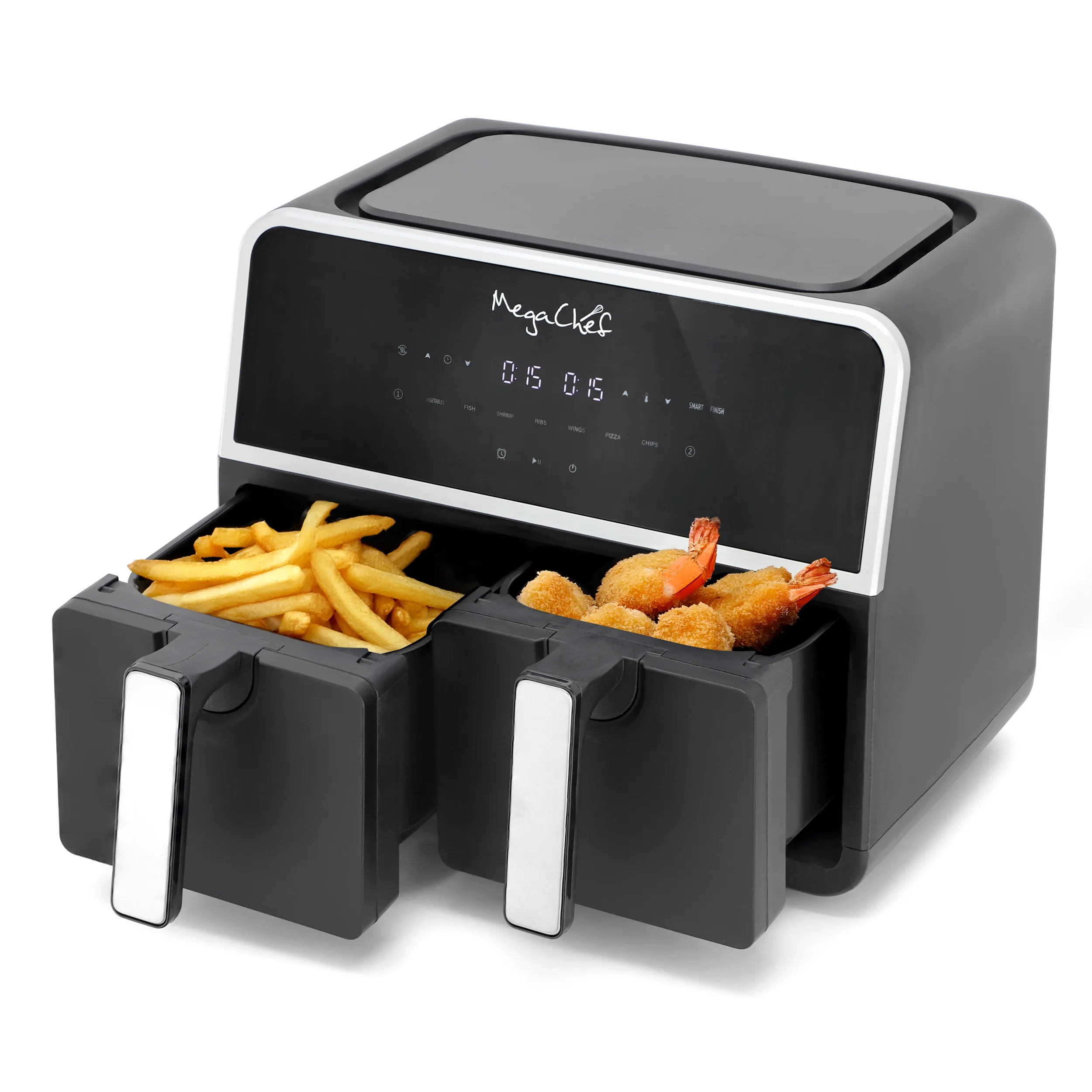 MegaChef MCAI-DUAL — MegaChef Dual 4.8 + 4.8 Quart Digital Electric Air Fryer