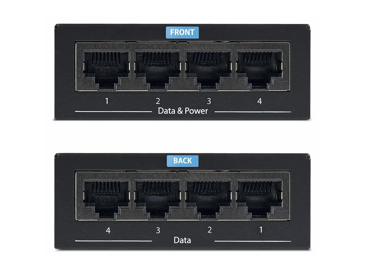 STARTECH POEINJ4G-US — 4-PORT GIGABIT MIDSPAN, POE+ INJECTOR, 802.3AT AND 802.3AF, WALL-MOUNTABLE POWER
