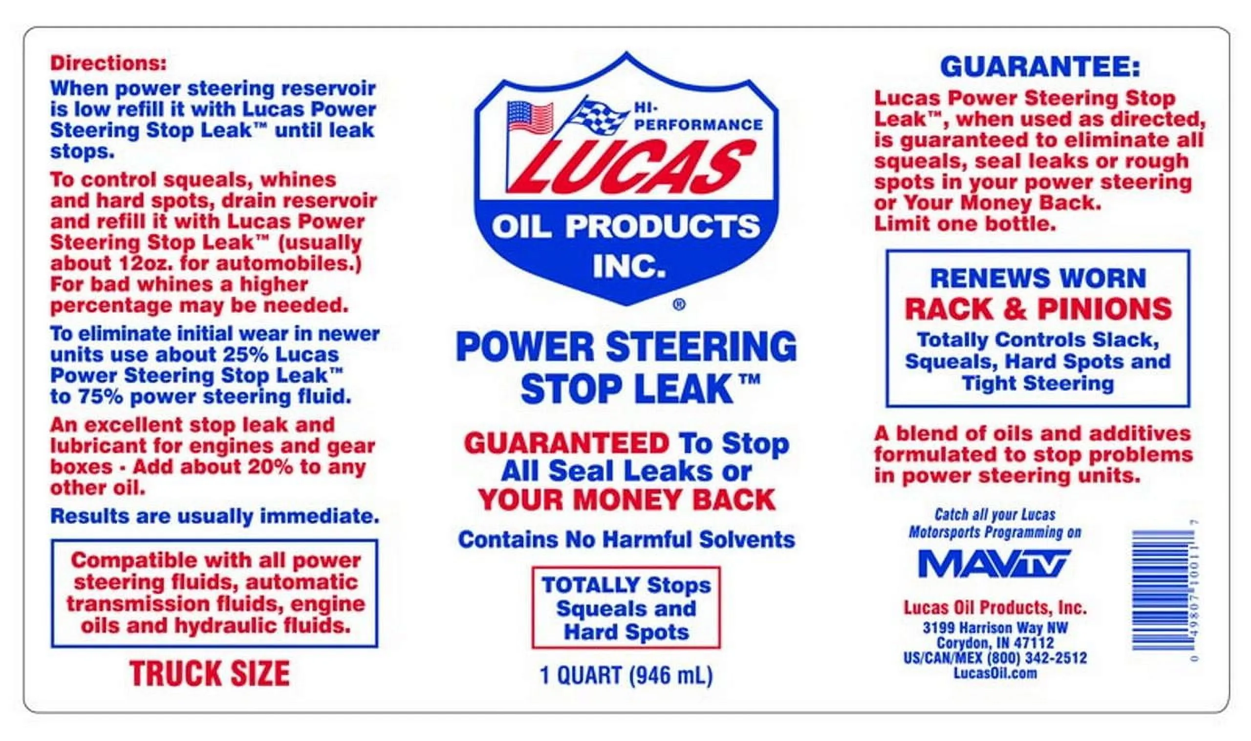 LUCASOIL 10008 — Lucas Oil Power Steering Stop Leak 12 OZ Bottle