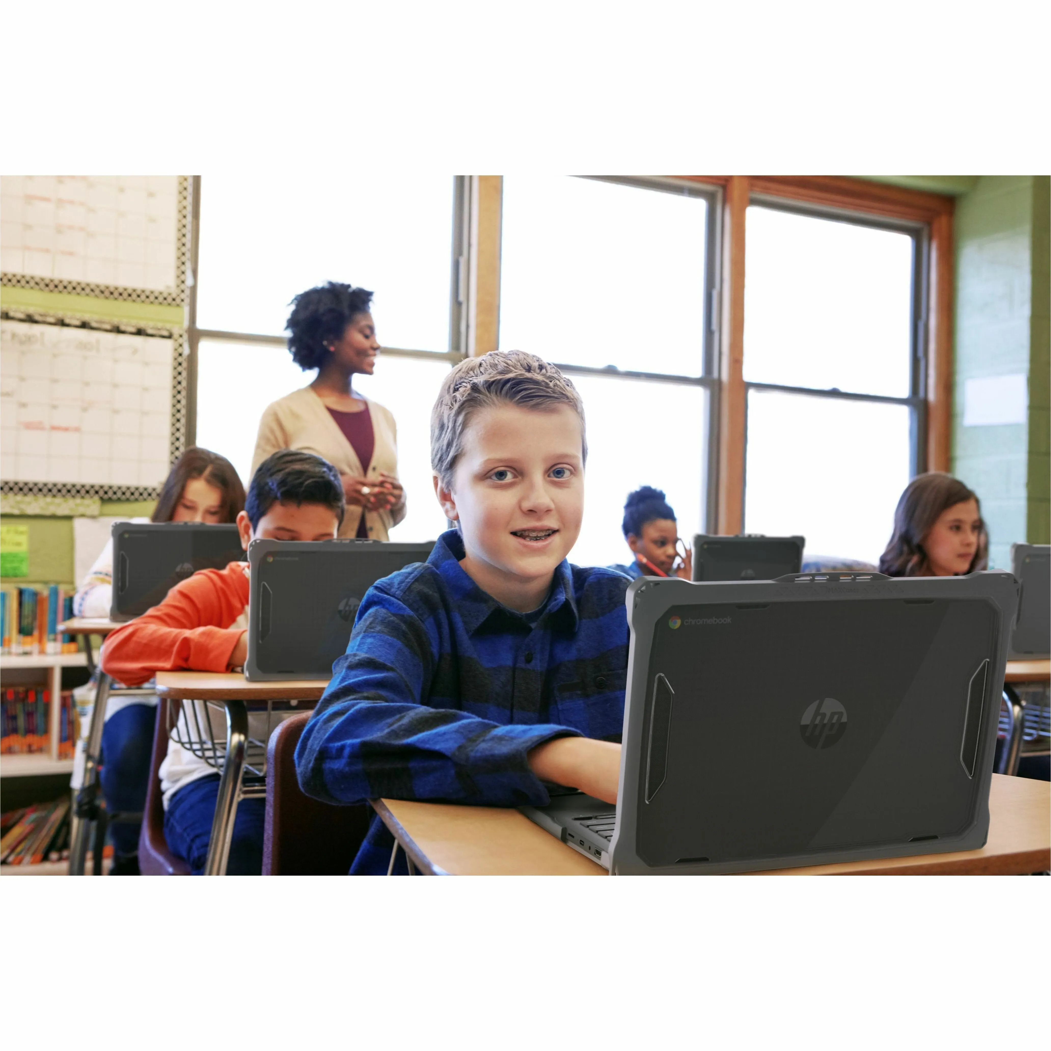 MAX CASES HPESFFG11GRY — EXTREME SHELL-F2 SLIDE CASE FOR HP FORTIS CHROMEBOOK G10 & G11 14 (GRAY/CLEAR)