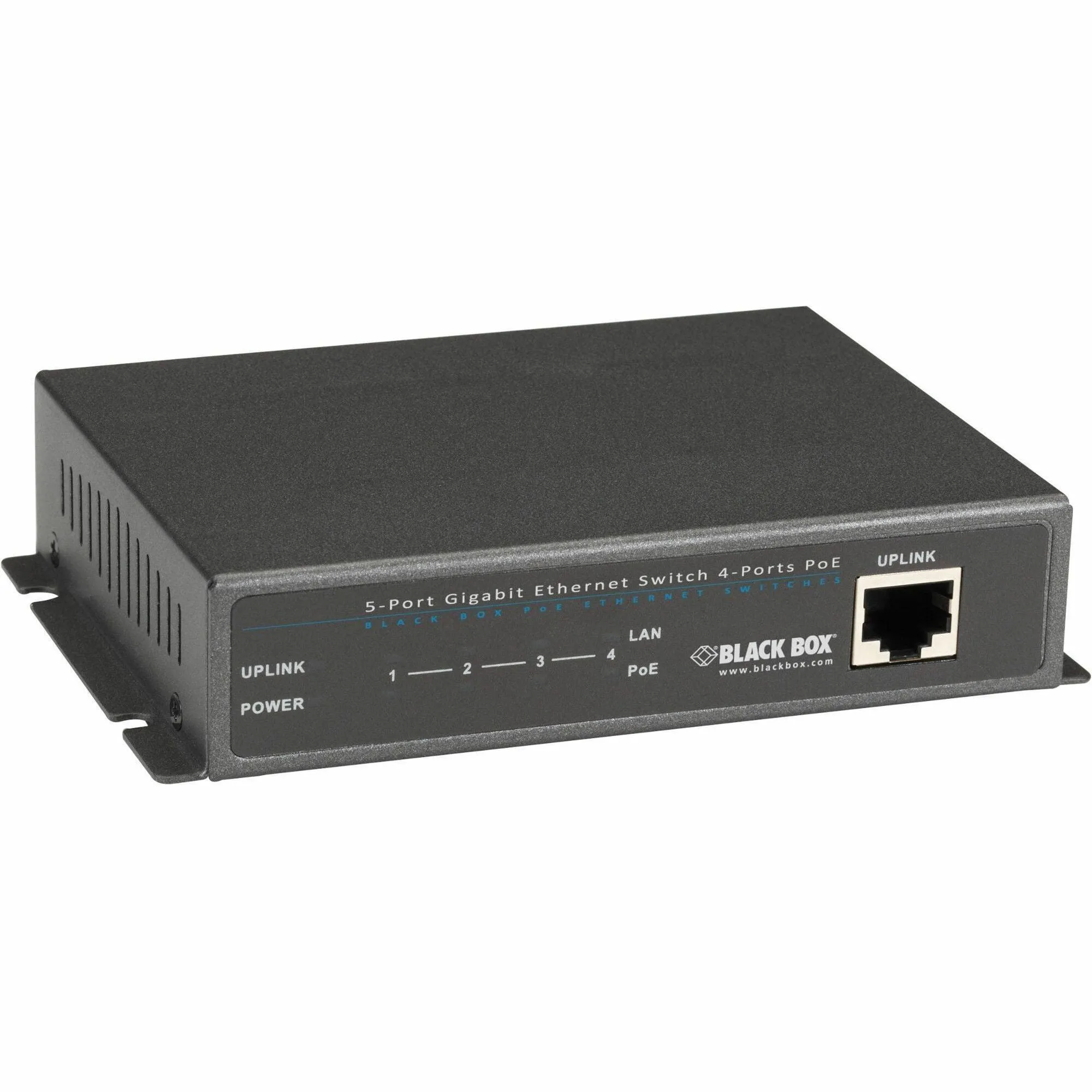 BLACK BOX CORPORATION LPB1205A-R2 — GIGABIT ETHERNET (1000-MBPS) POE+ SWITCH - (1) 10/100/1000-MBPS COPPER RJ45, (4)