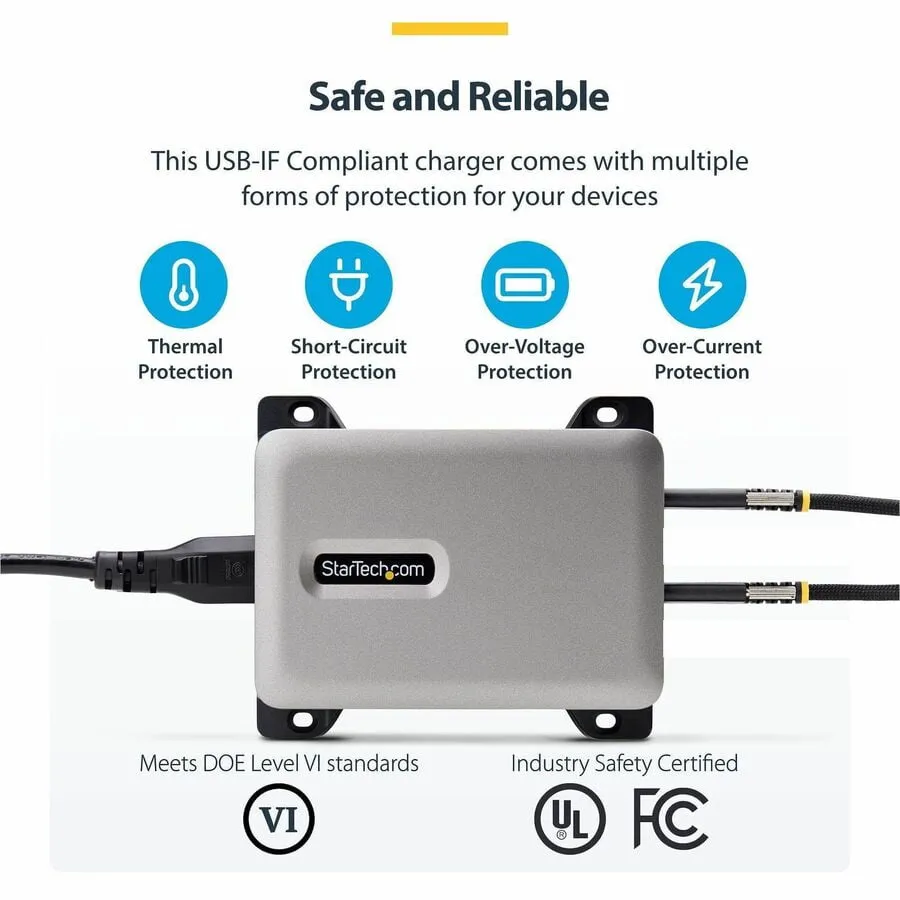 STARTECH 424D3N-USB-C-CHARGER — 240W USB-C WALL CHARGER, UNDER DESK OR WALL-MOUNTABLE POWER ADAPTER, 4X USB-C PO