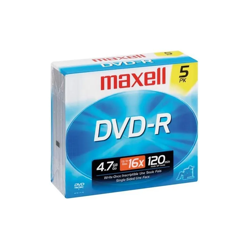 MAXELL 638002 — Maxell 4.7GB DVD-R Discs, 16X Speed, 5 Pack Jewel Case