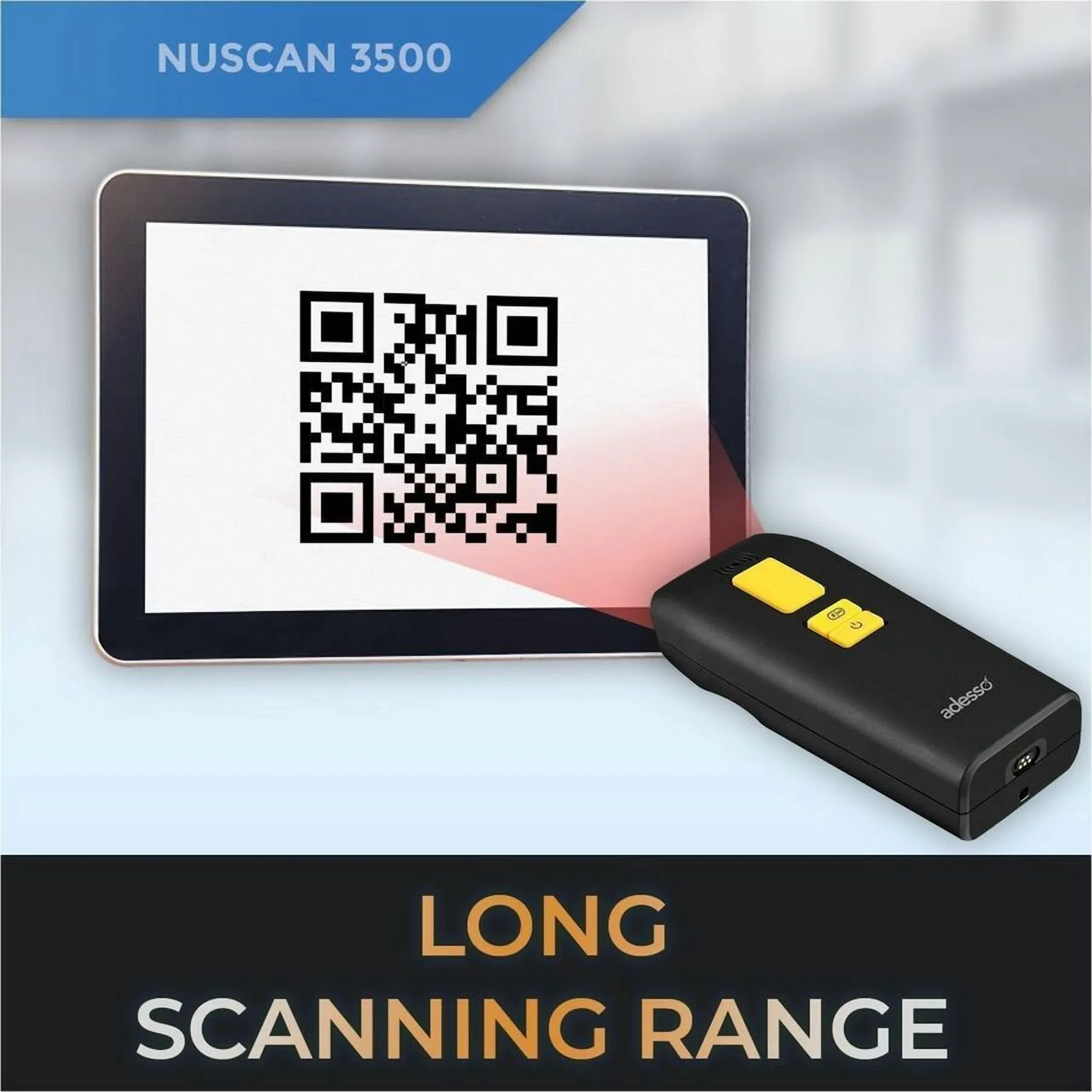 Adesso NUSCAN3500 — BLUETOOTH & 2.4GHZ WIRELESS ANTIMICROBIAL & WATERPROOF 2D BARCODE SCANNER