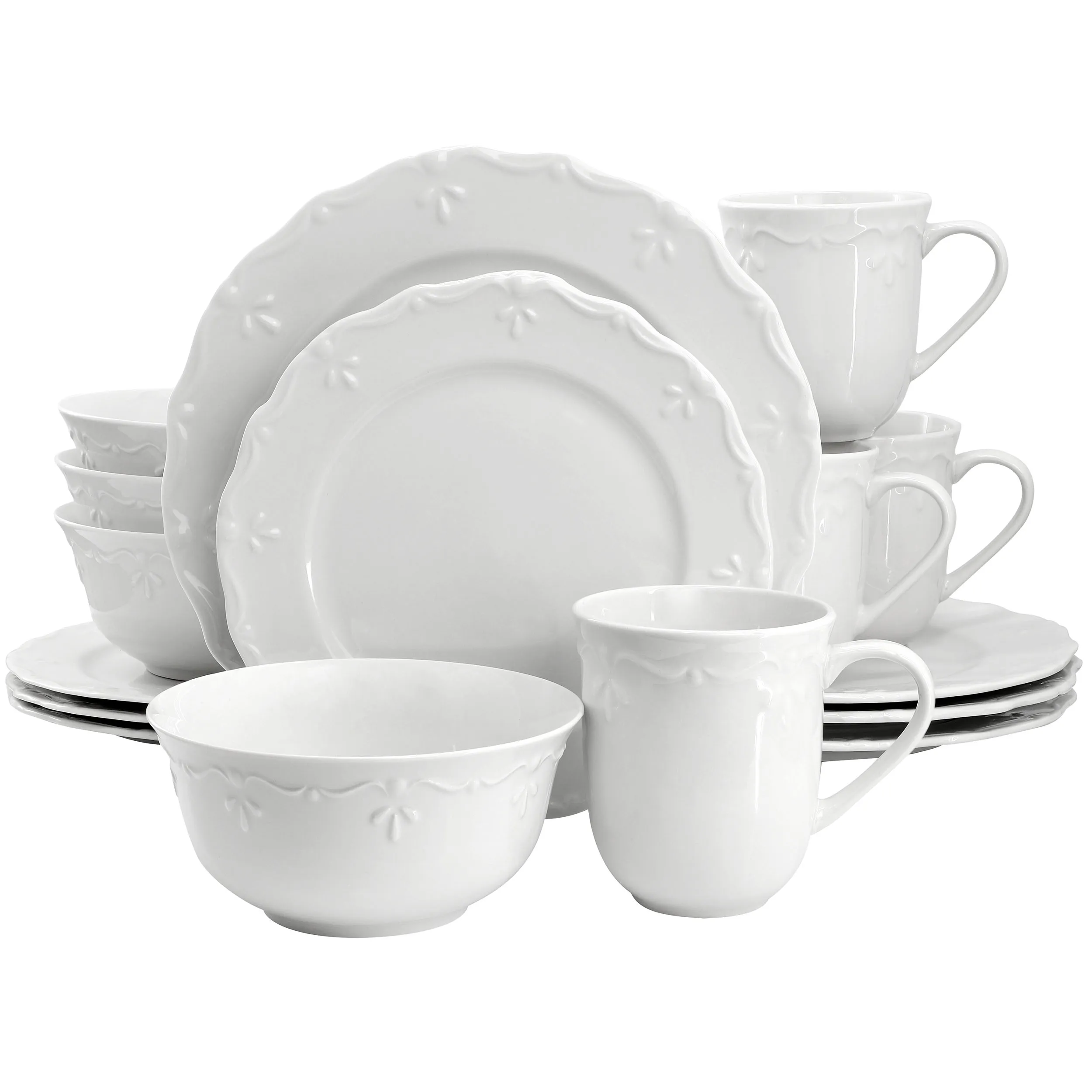 ELAMA ELM-HENRYI-16 — Elama Henryi Elegant 16-Piece White Dinnerware Set