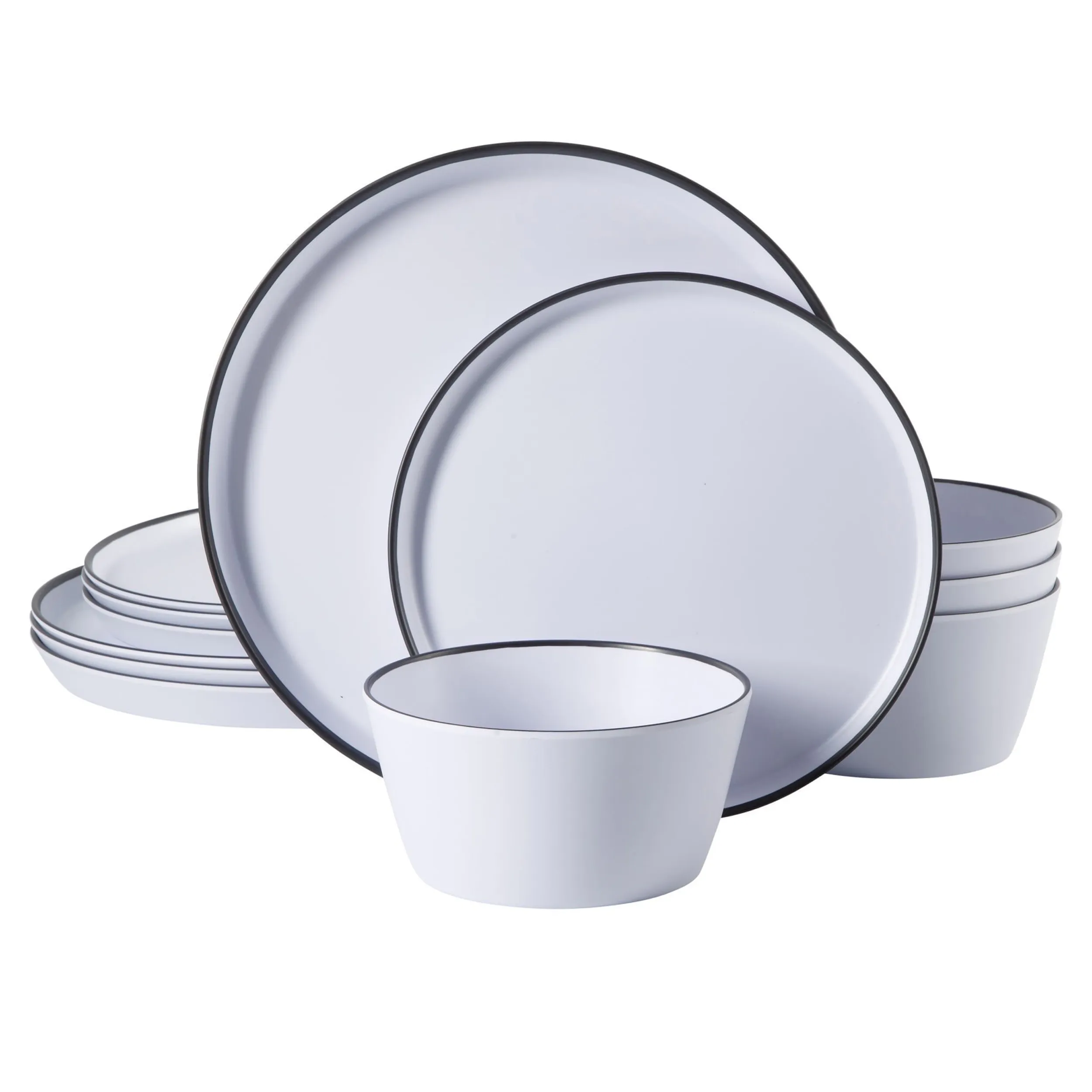 Gibson 148607.12 — Gibson Home Folsom Shores 12-Piece Dinnerware Set - White & Black