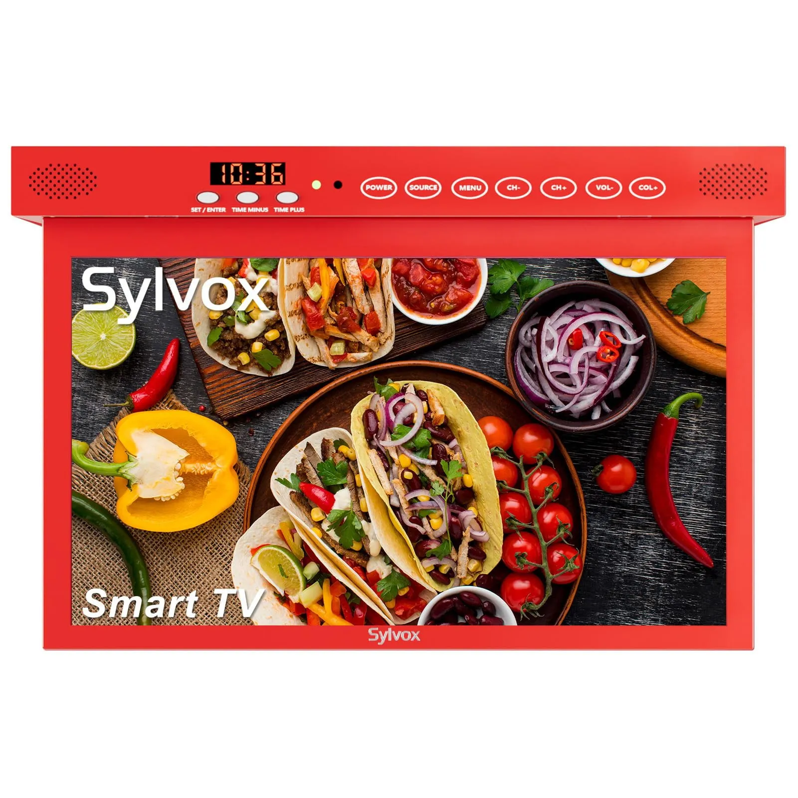 Sylvox TV KT16A0KHGAR — 15.6-Inch Red Foldable Kitchen Smart TV