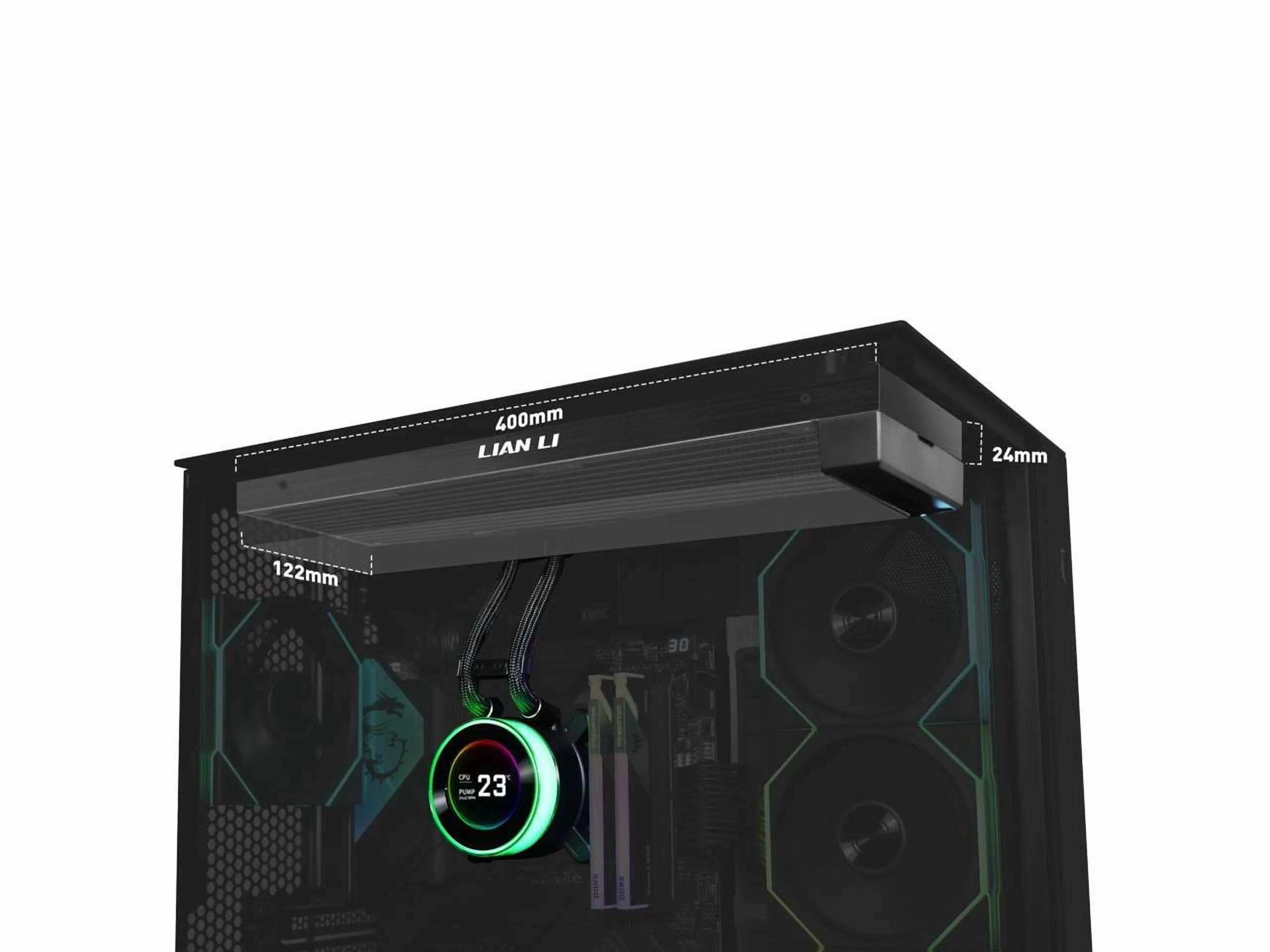 LIANLI HS2LCD36NB - Lian-Li HS2LCD36B 2.1 LCD Radiator Fan - Black Edition