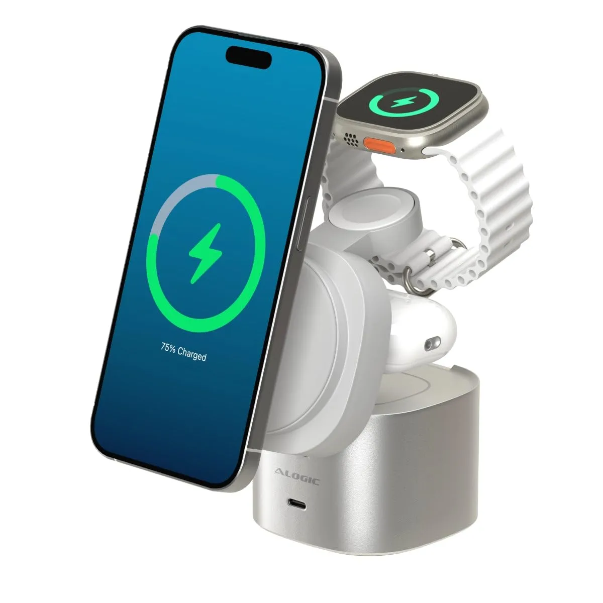 ALOGIC AL41WCPO-WH — ALOGIC POWERPOD 4IN1 QI2 WIRELESS CHARGING STAND - WHITE