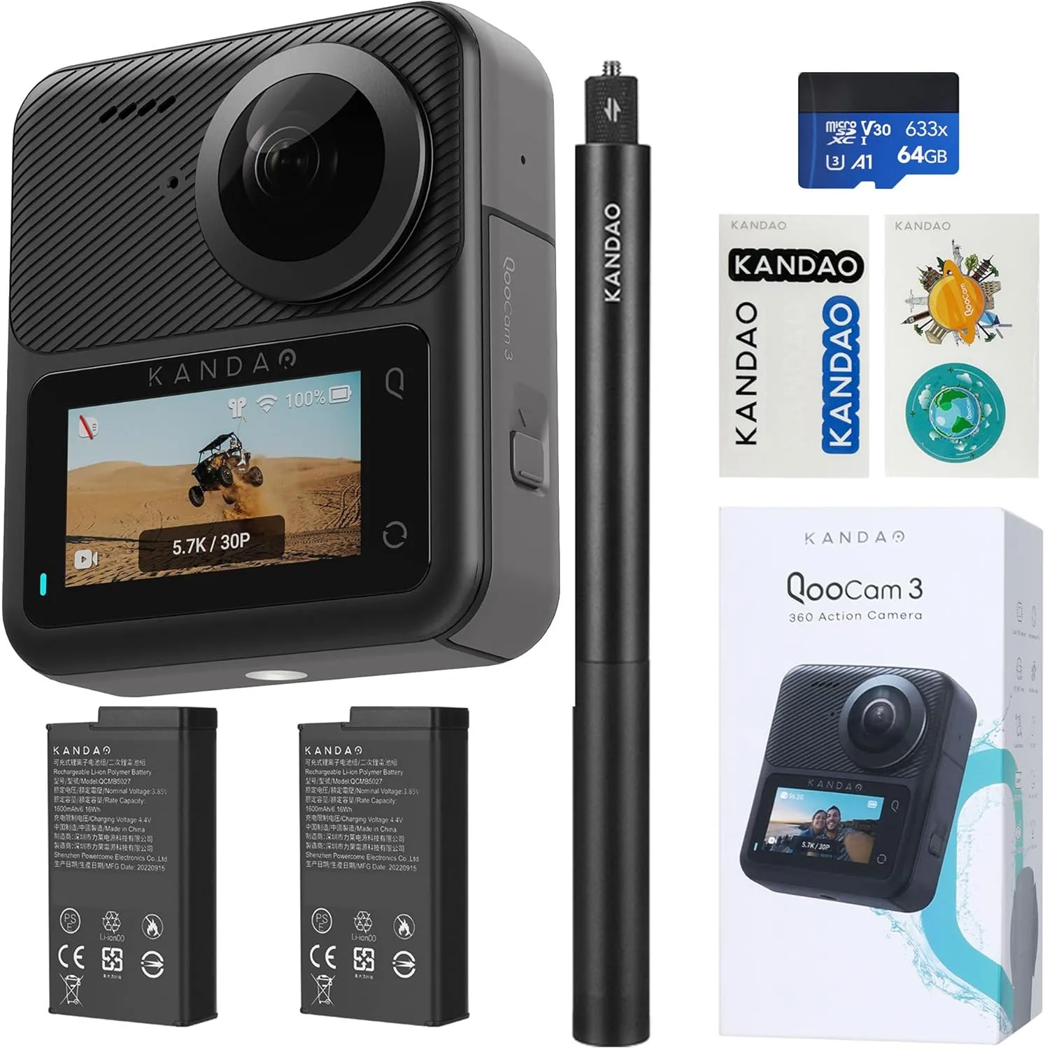 Kandao Q23G-02 - Kandao QooCam 3 Travel Combo - Enhanced Photography Kit