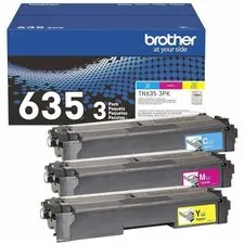 Brother BRT TN6353PK — Brother TN635 Standard Yield Laser Toner Cartridge - Cyan, Magenta, Yellow - 3 Pack - 1800 Pages