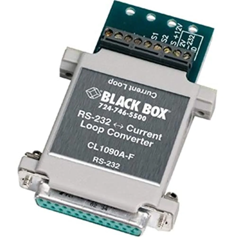 BLACK BOX CORPORATION CL1090A-F — RS232 TO CURRENT LOOP CONVERTER - DB25 FEMALE TO TERMINAL BLOCK