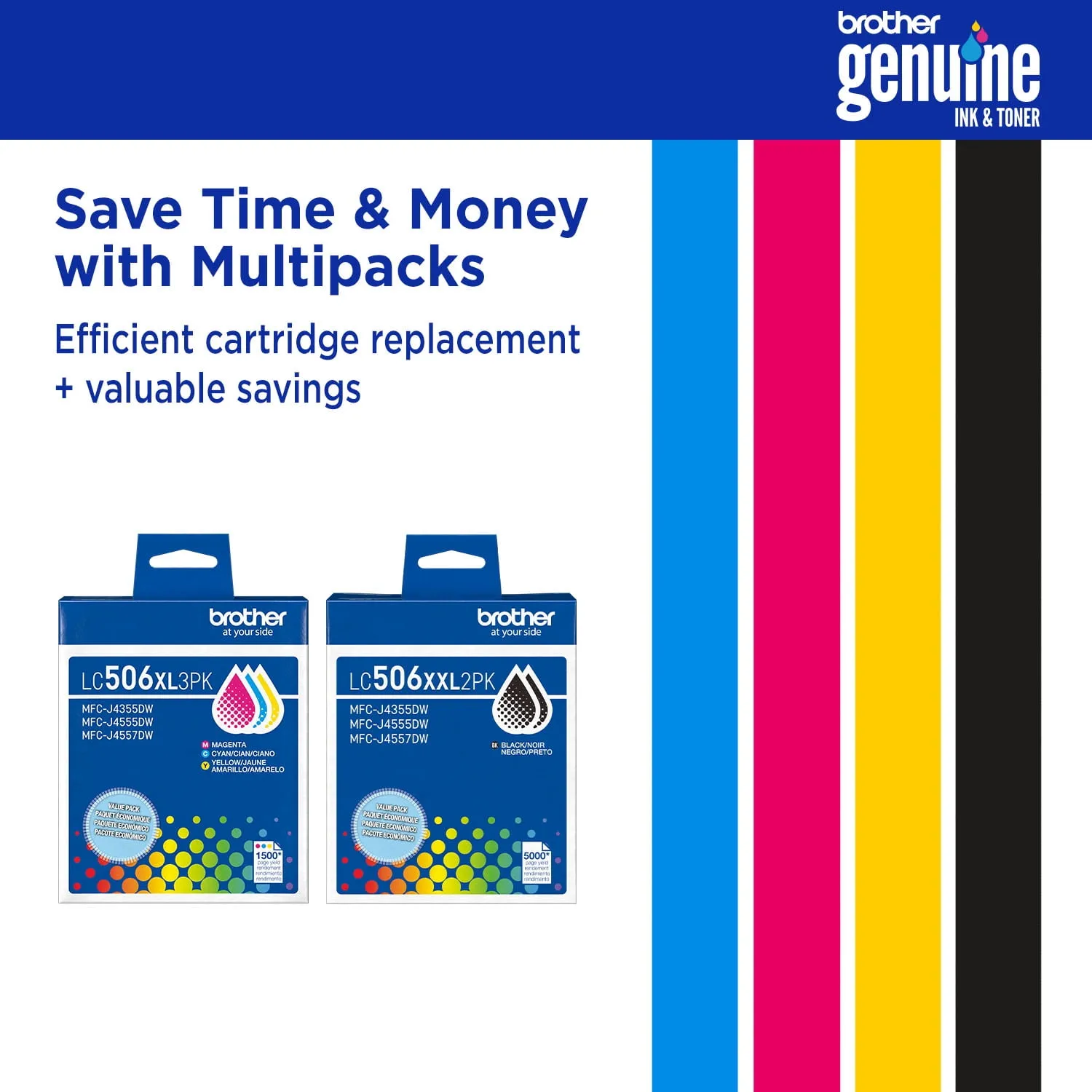 Brother LC506XL3PKS — BROTHER LC506XL3PK 3-PACK HIGH YIELD CYAN, MAGENTA, AND YELLOW INK CARTR