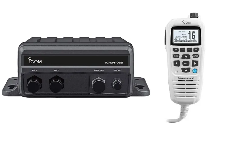 Icom M410BB GW 11 USA — Icom M410BB Black Box VHF With HM195GW White