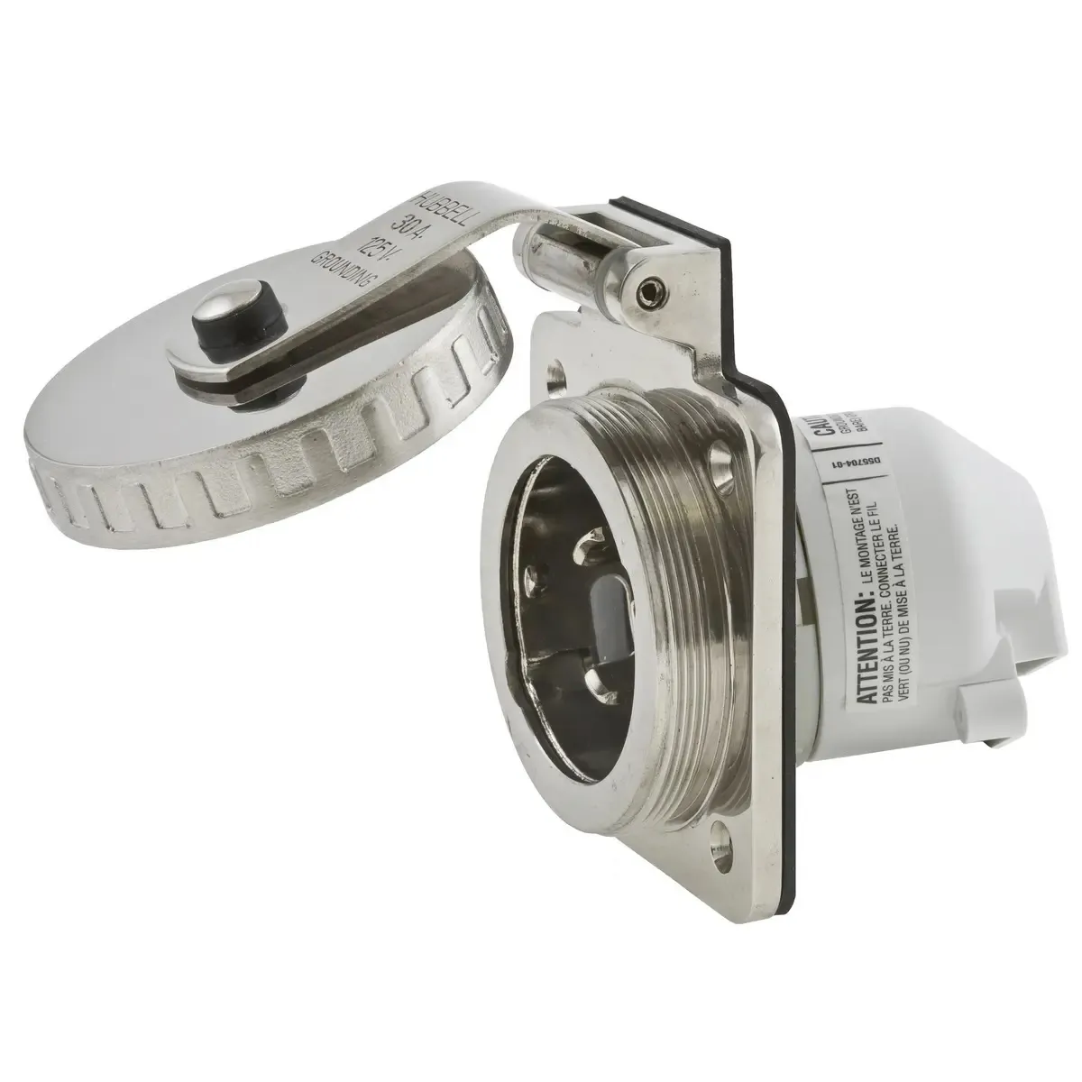 Hubbell HBL303SS — Hubbell HBL303SS 30A Inlet Round Stainless Steel