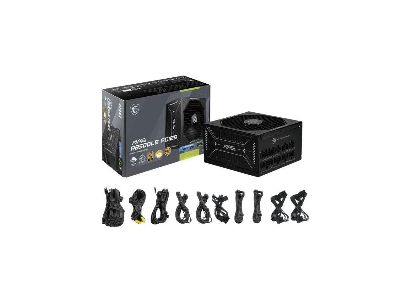 MSI MAGA850GLSPCIE5 — MAG A850GLS PCIE5, USA, 850W, FULLY-MODULAR, 80 PLUS GOLD, BILINGUAL COLOR BOX,