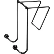 FELLOWES FEL 75510 — Fellowes Wire Partition Additions Double Coat Hook - 2 Hooks - 6" Height x 4" Width - for Coat, Umbrella, Sweater, Wall - Plastic, Wire - Black - 1 Each