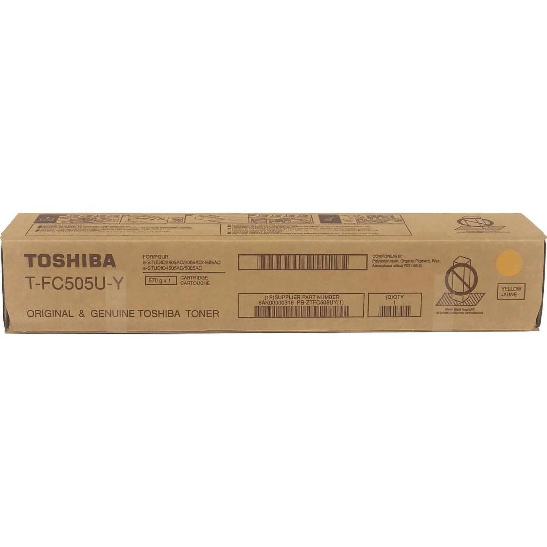 TOSHIBA TFC505UY — TOSHIBA TFC505UY YELLOW TONER CARTRIDGE FOR USE IN ESTUDIO 2505AC 3005AC 3505AC
