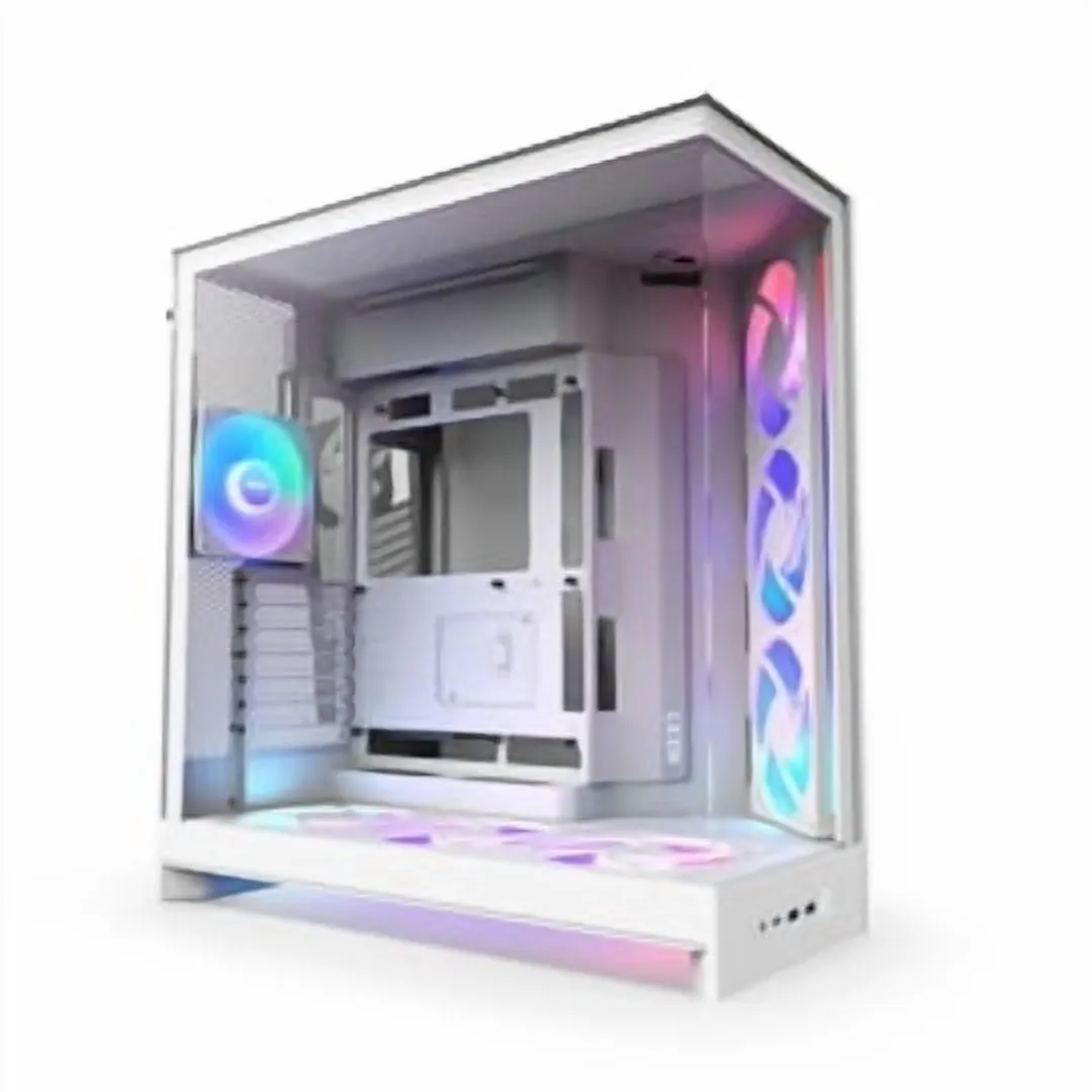 NZXT CM-H92FW-P1 — NZXT H9 FLOW RGB+ Mid Tower Case - White with Clear TG
