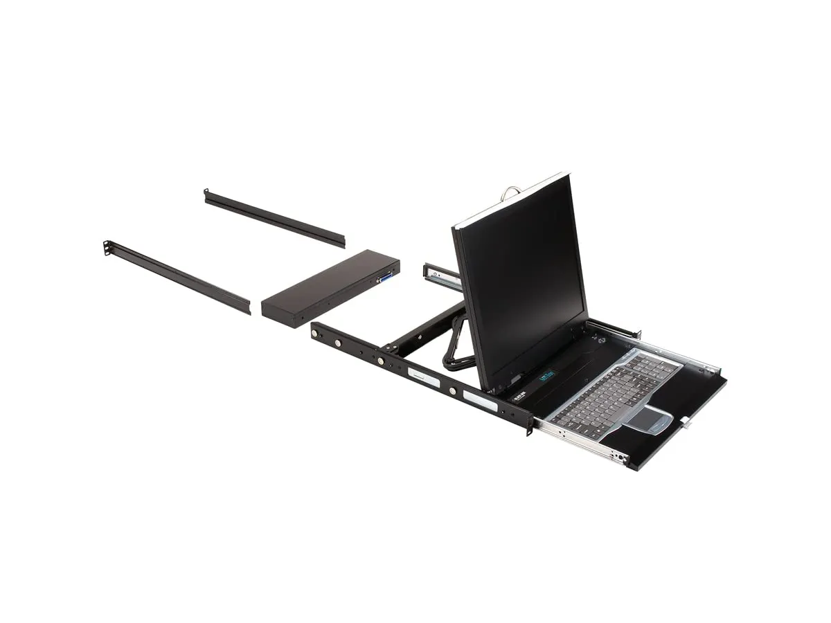 BLACK BOX CORPORATION KVT419A-16UV-R2 — TADDS AN INTEGRAL KVM SWITCH TO ITS KEYBOARD, MONITOR, AND MOUSE, AND PACKS IT A