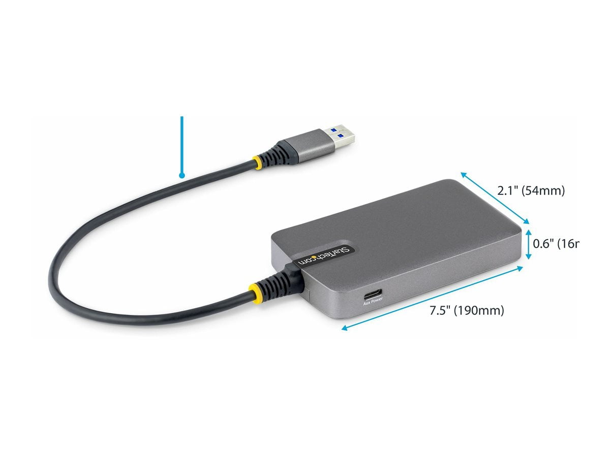 STARTECH 5G4AC-USB-A-HUB — 4-PORT USB-A HUB, 5GBPS, BUS POWERED, USB-A TO 4X USB-A HUB WITH USB-C AUXILIARY