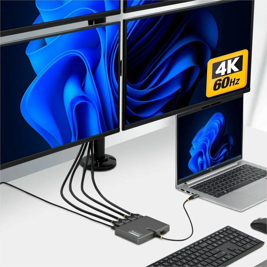 STARTECH QUAD-USB-HDMI-ADAPT — USB-C TO QUAD-MONITOR WORKSTATION ADAPTER, 4K 60HZ HDMI, 140W PD PASSTHROUGH FOR