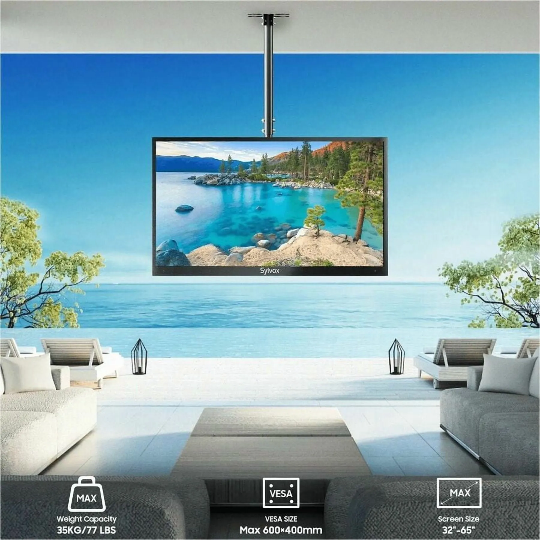 Sylvox TV S35KGCHMA0 — Versatile Ceiling Mount for 32" to 65" TVs