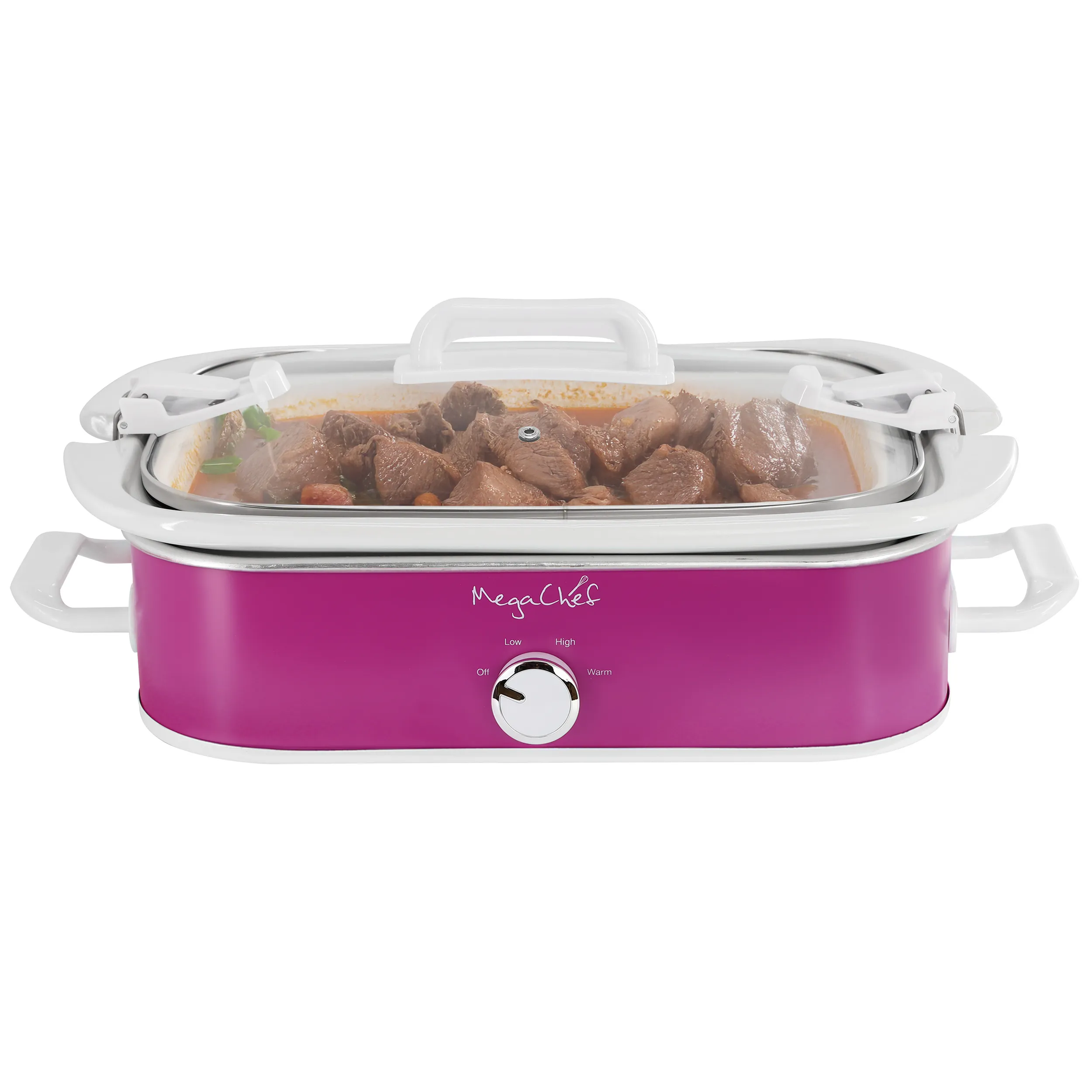 MegaChef MGSL-5000-P — MegaChef 3.5 Quart Casserole Slow Cooker with 3 Temperature Settings in Purple