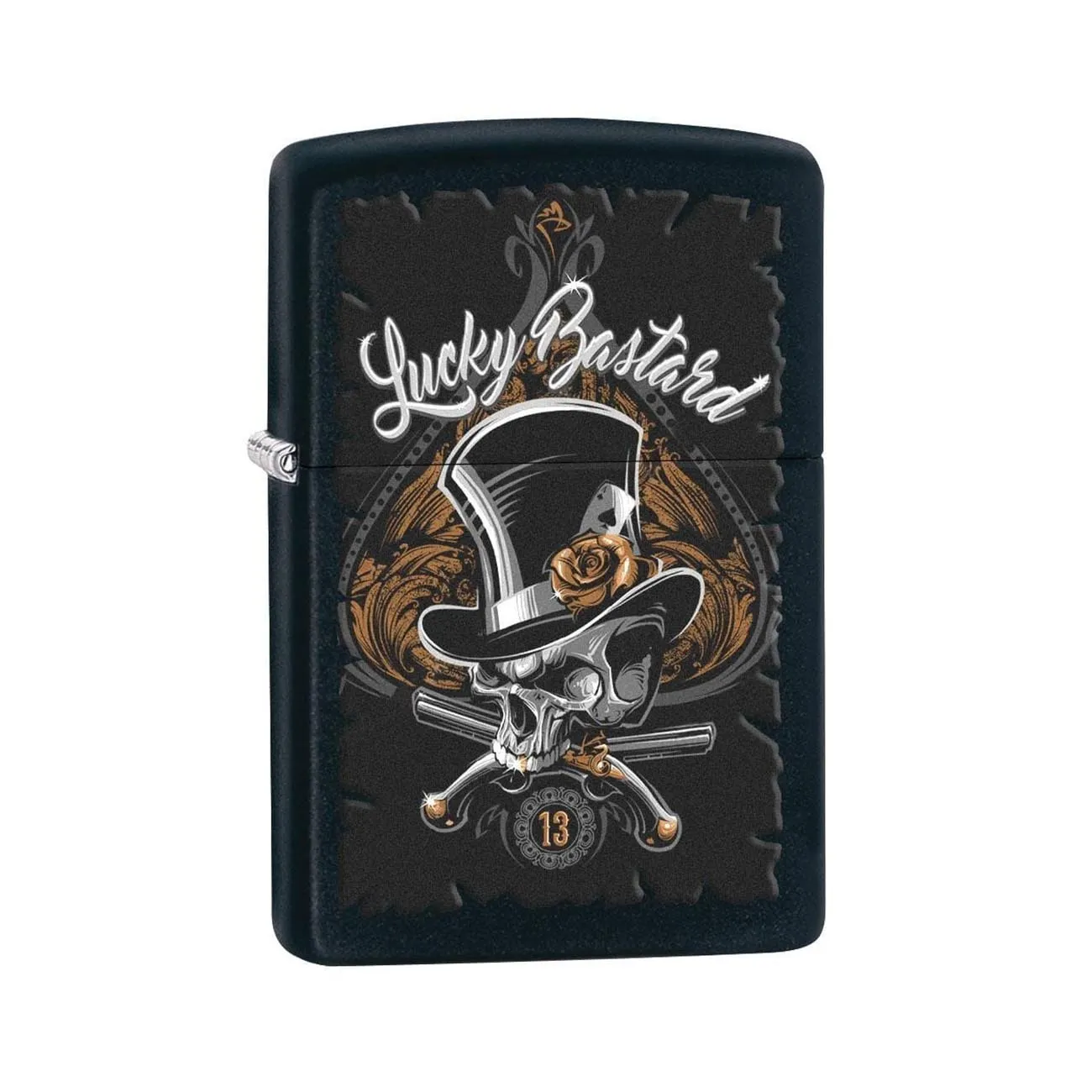 Zippo 218CI407896 — *218SKELETON* Zippo 80196 Windproof Lighter Lucky Bastard Skull Black Matte
