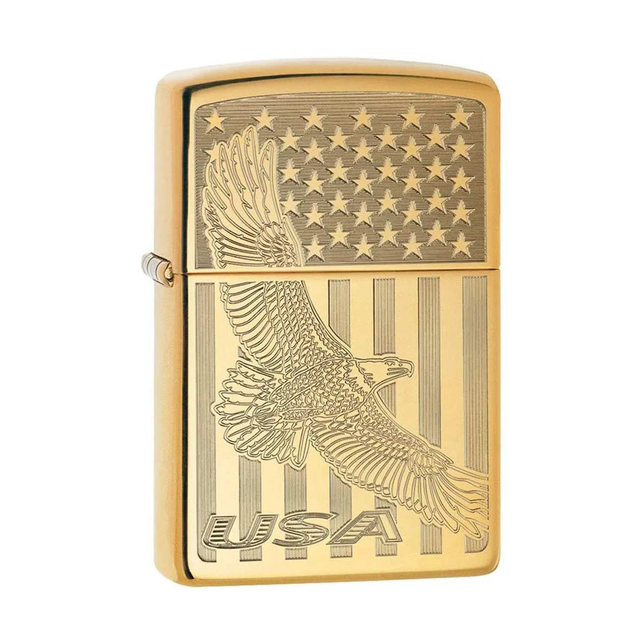 Zippo 254BAE400046 — *254BUSAFLYINGEAGLE* Zippo 80744 Windproof Lighter Flying Eagle Engraved High Polish Brass