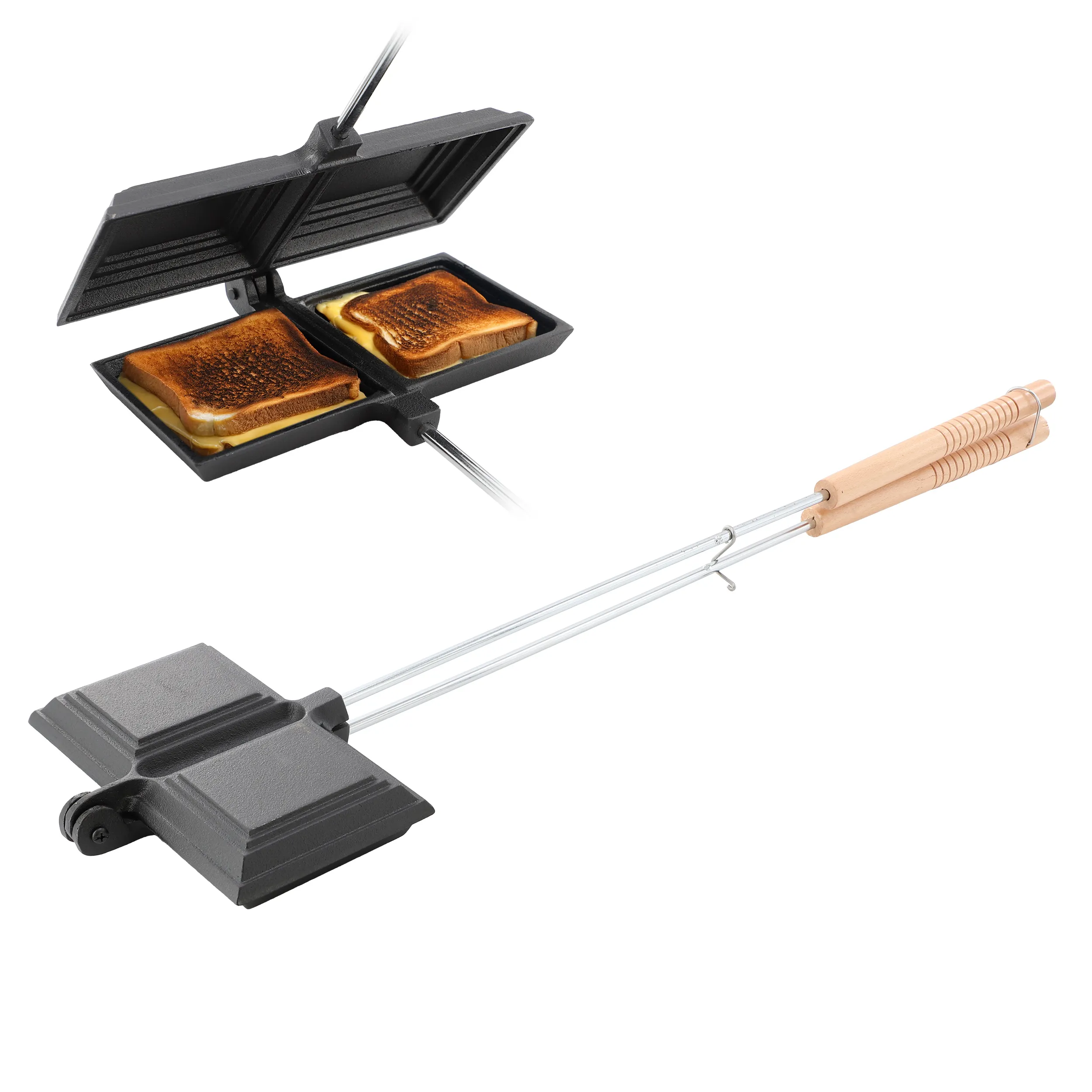 MegaChef MC-1325 — Megachef 8.26 Inch Cast Iron Pie Iron Outdoor/Camping Cookware with Long Handle