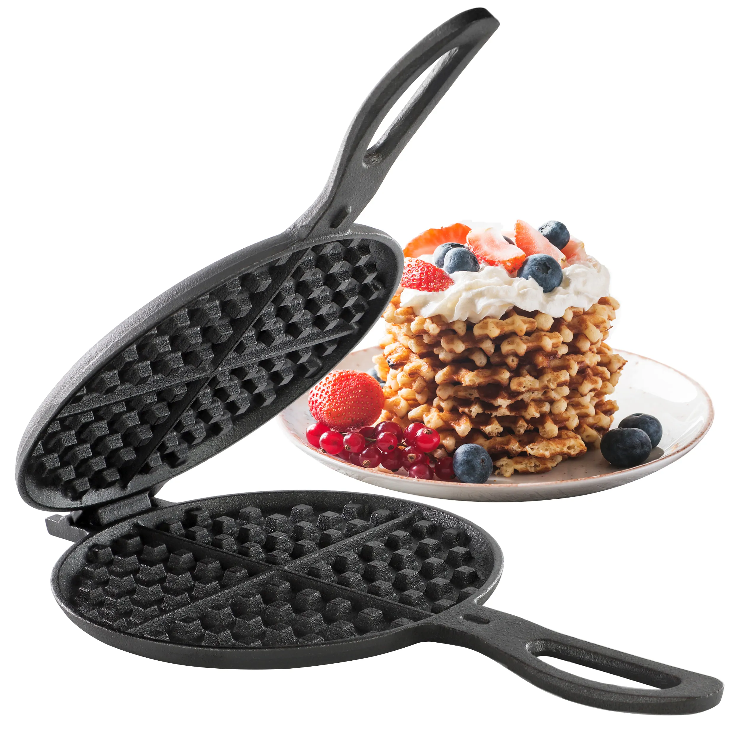 MegaChef MC-1327 — Megachef 6.7 Inch Round Cast Iron Pie Iron Outdoor/Camping Cookware with Long Handle