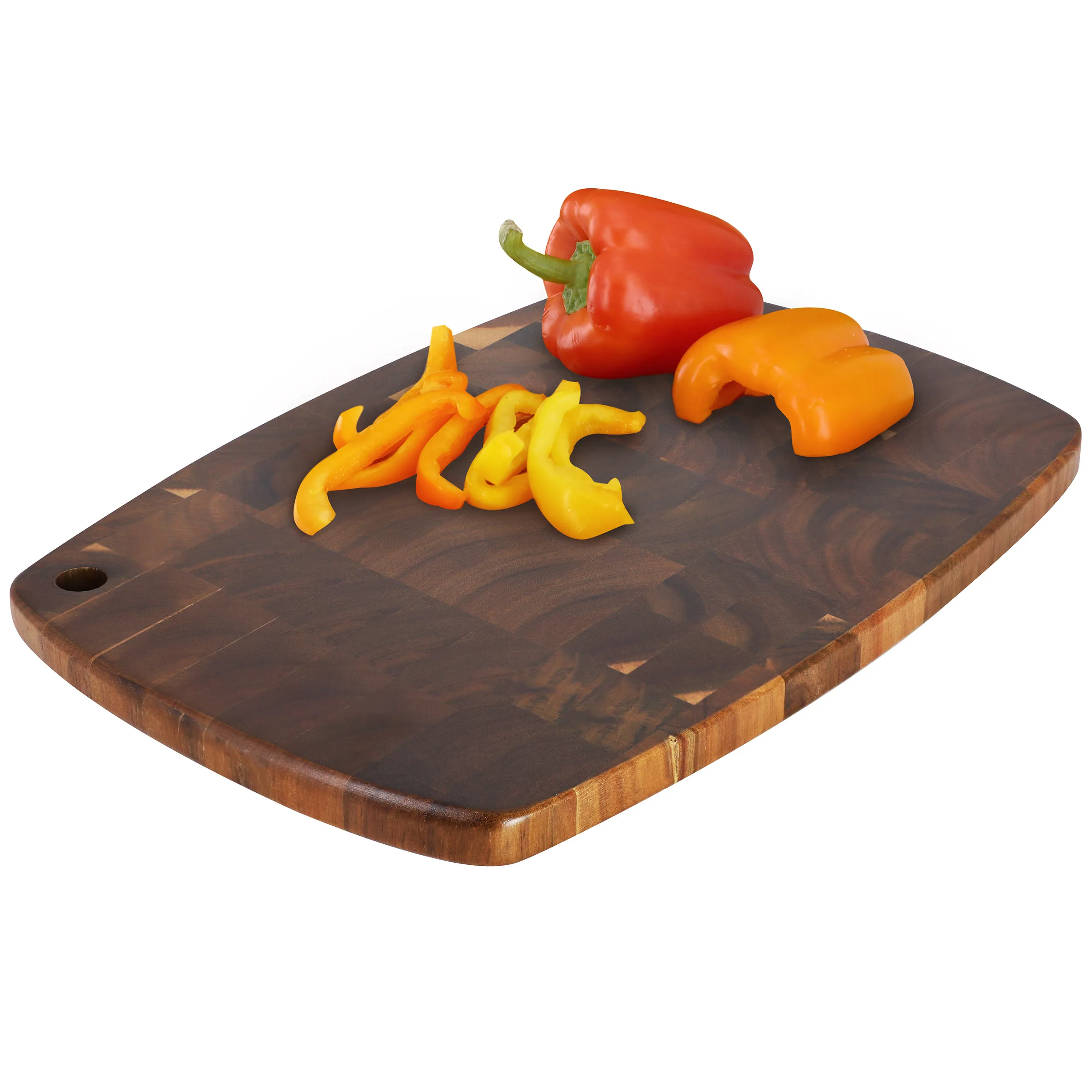 MegaChef MC-A150 — MegaChef 15.5 x 10.5 Inch Acacia Wood Rectangular Cutting Board with Rounded Edge in Dark Brown